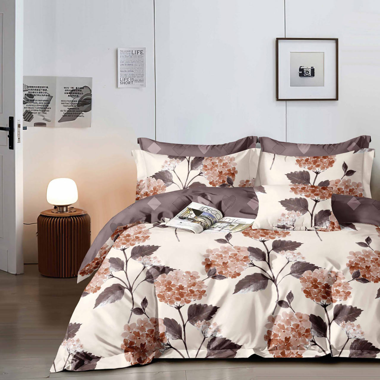 Lenjerie pat dublu,bumbac finet,6 piese,cearceaf normal 220x240cm, cearceaf pilota 200x220cm, 2 fete de perna 50x70, 2 fete de perna 70x70-M348 [1]