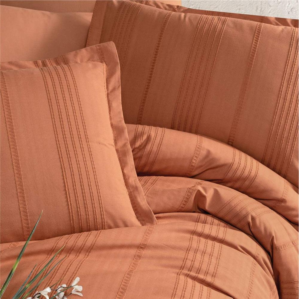 Lenjerie pat dublu,bumbac ranforce,4 piese,caramiziu,Arakis V2-A1499 [3]