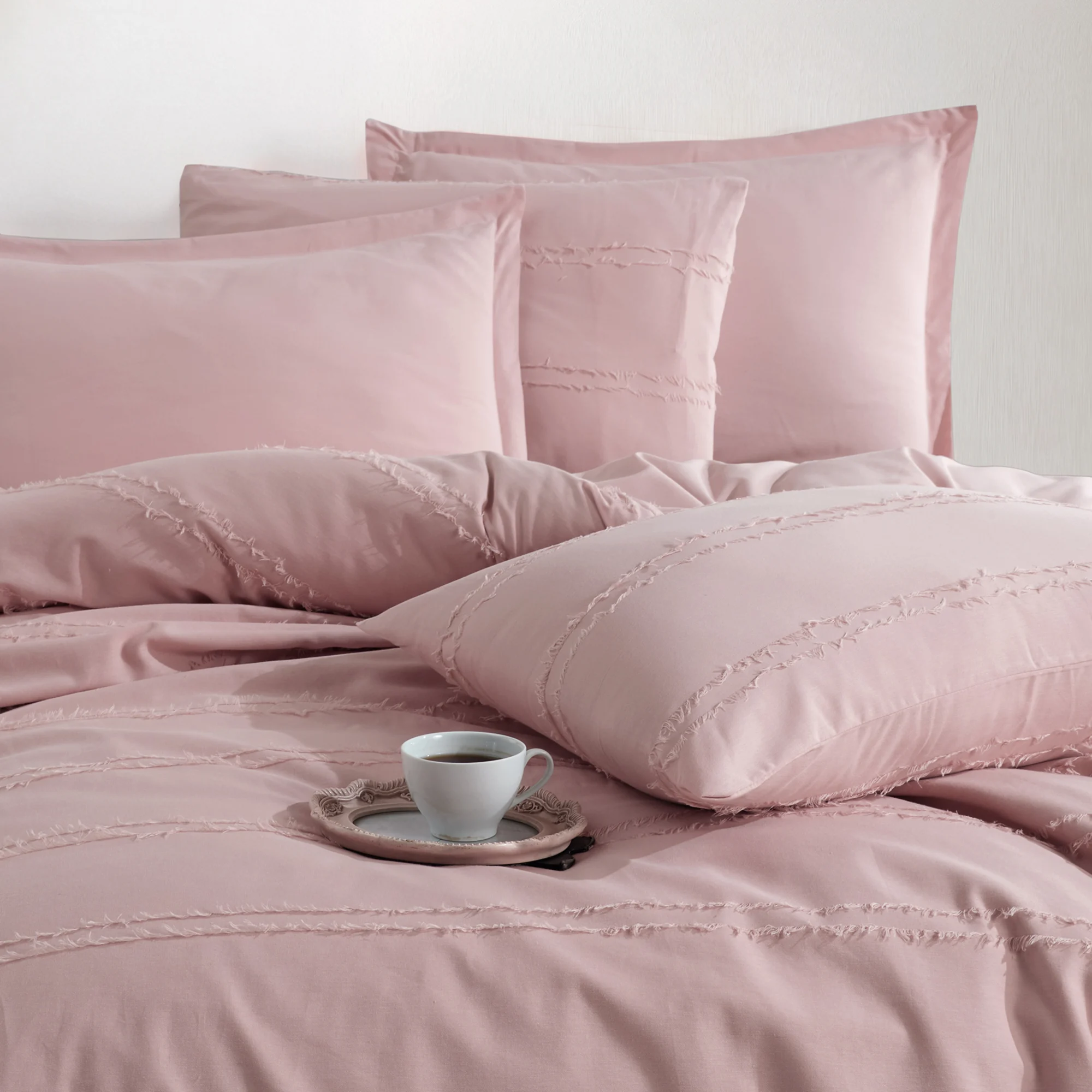 Lenjerie pat dublu,bumbac ranforce,4 piese,roz,Avola V2-A1524 [2]