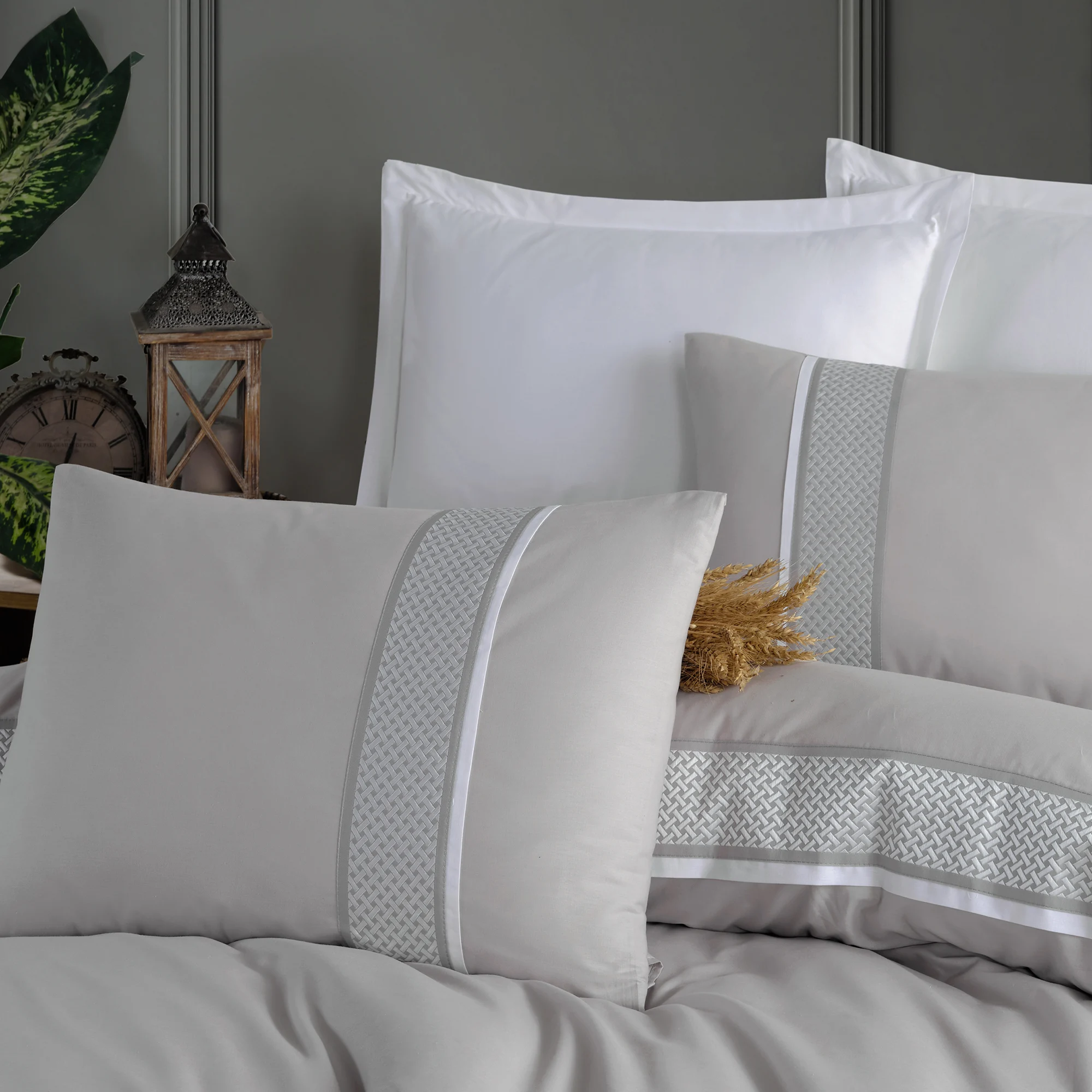 Lenjerie pat dublu,bumbac ranforce,4 piese,gri,Tulkas V1-A1527 [2]