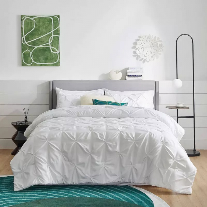 Lenjerie finet pat dublu cu pliuri alba [3]