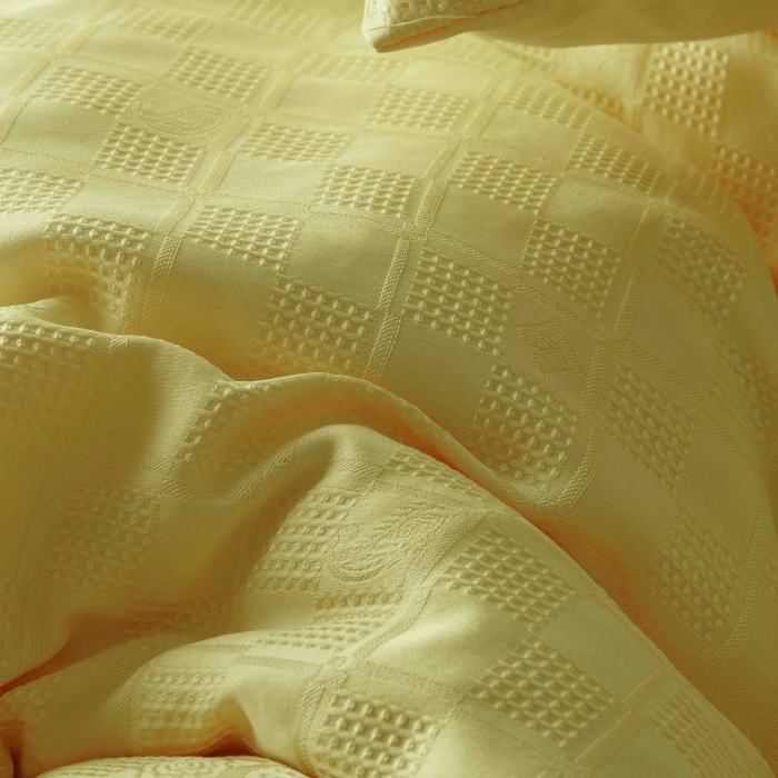 Lenjerie pat dublu,jacquard finetat,6 piese,galben lemon-A443 [6]