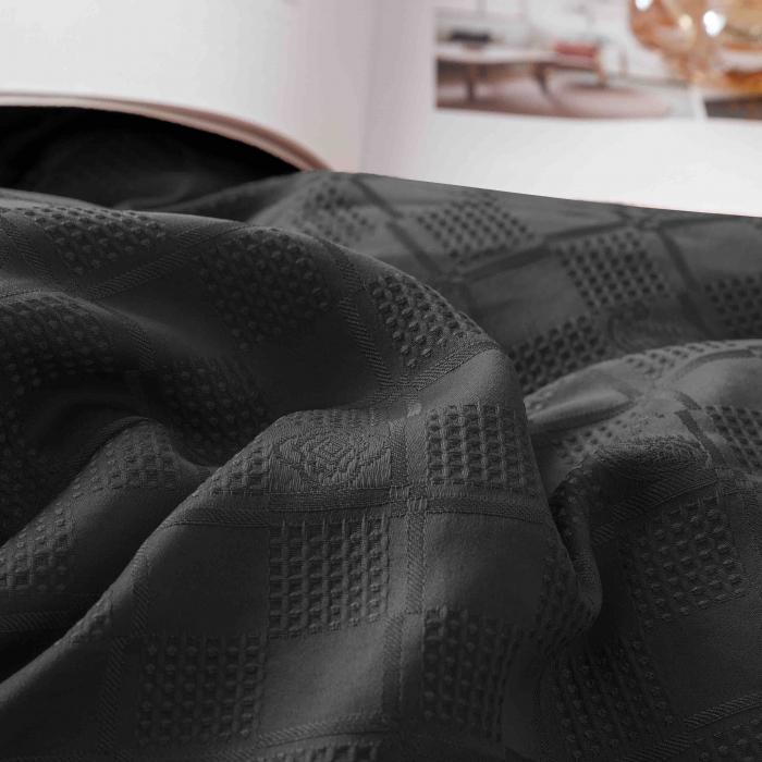 Lenjerie pat dublu,jacquard finetat,6 piese,neagra-A437 [7]