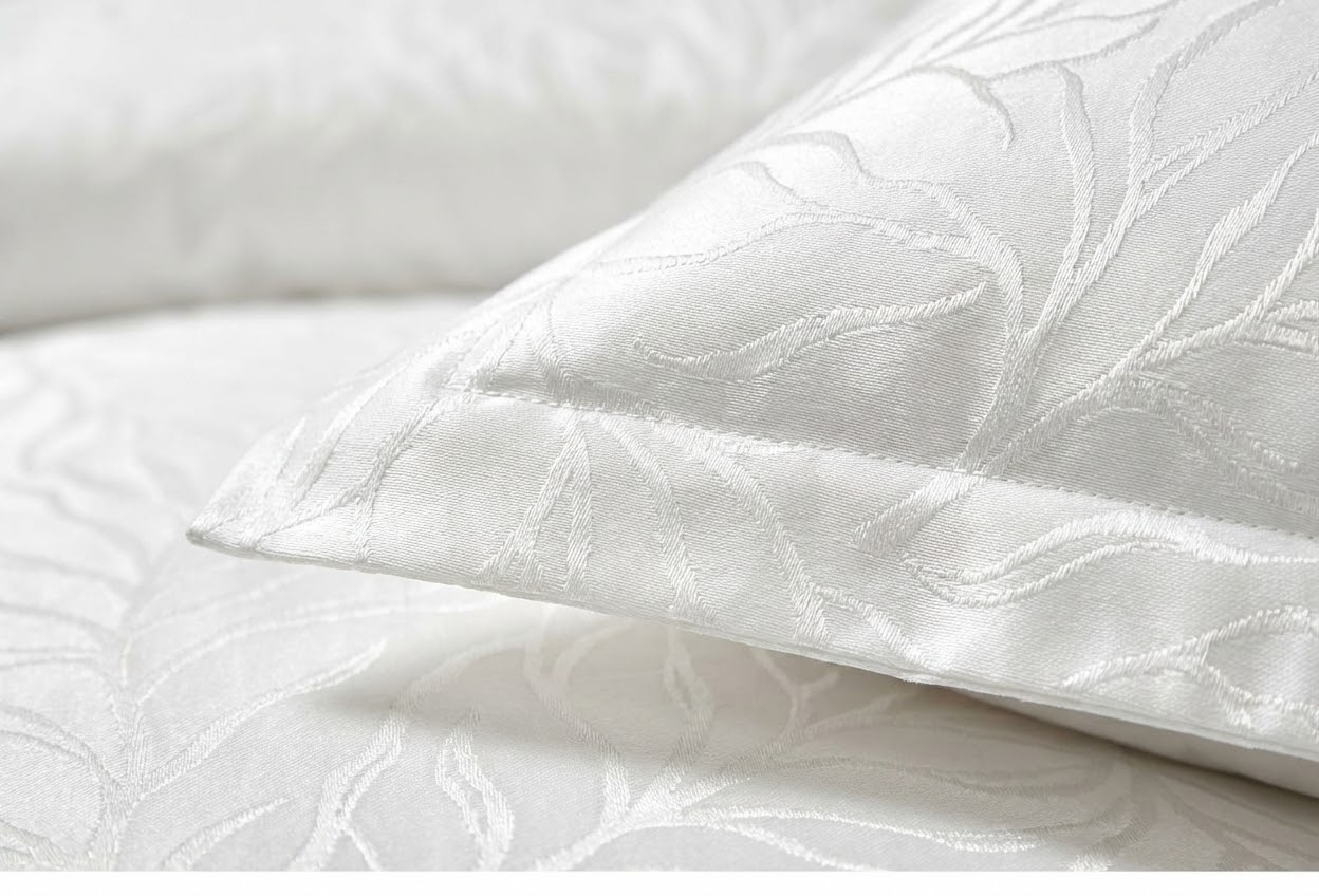 Lenjerie de pat jacquard 6 piese, alba, model cu frunze in relief, JQ6P8 [3]