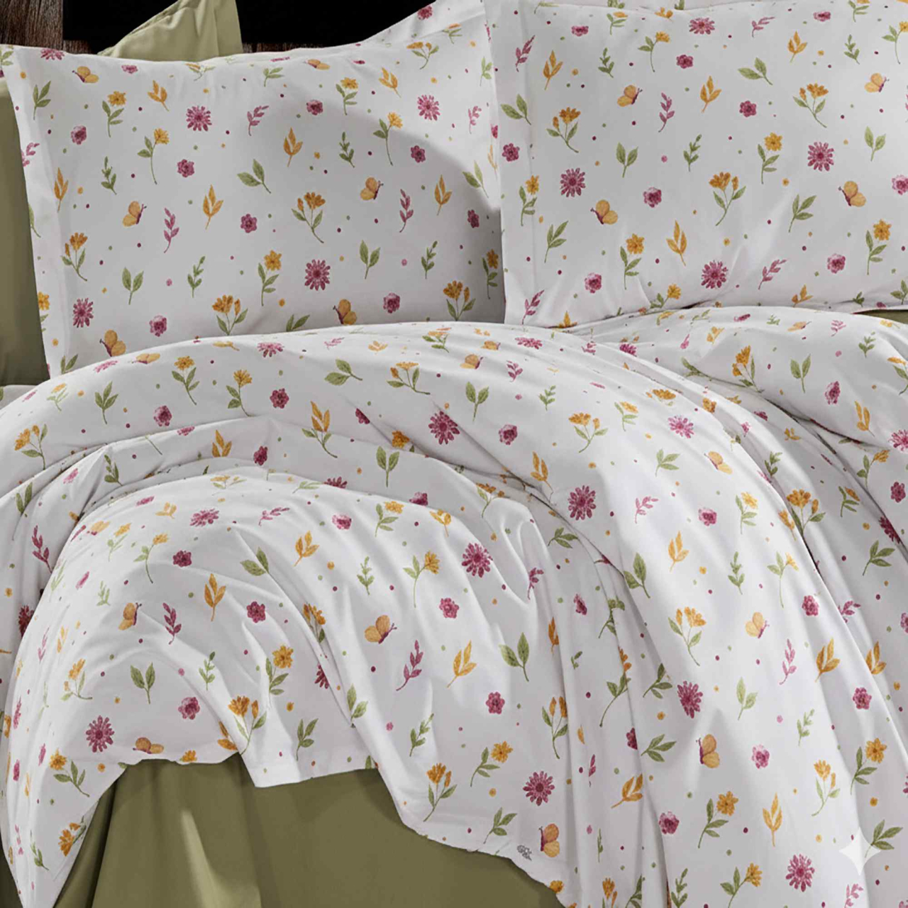 Lenjerie de pat Ranforce Cotton Pro RCP12, 100% bumbac, alb, imprimeu floral discret [3]