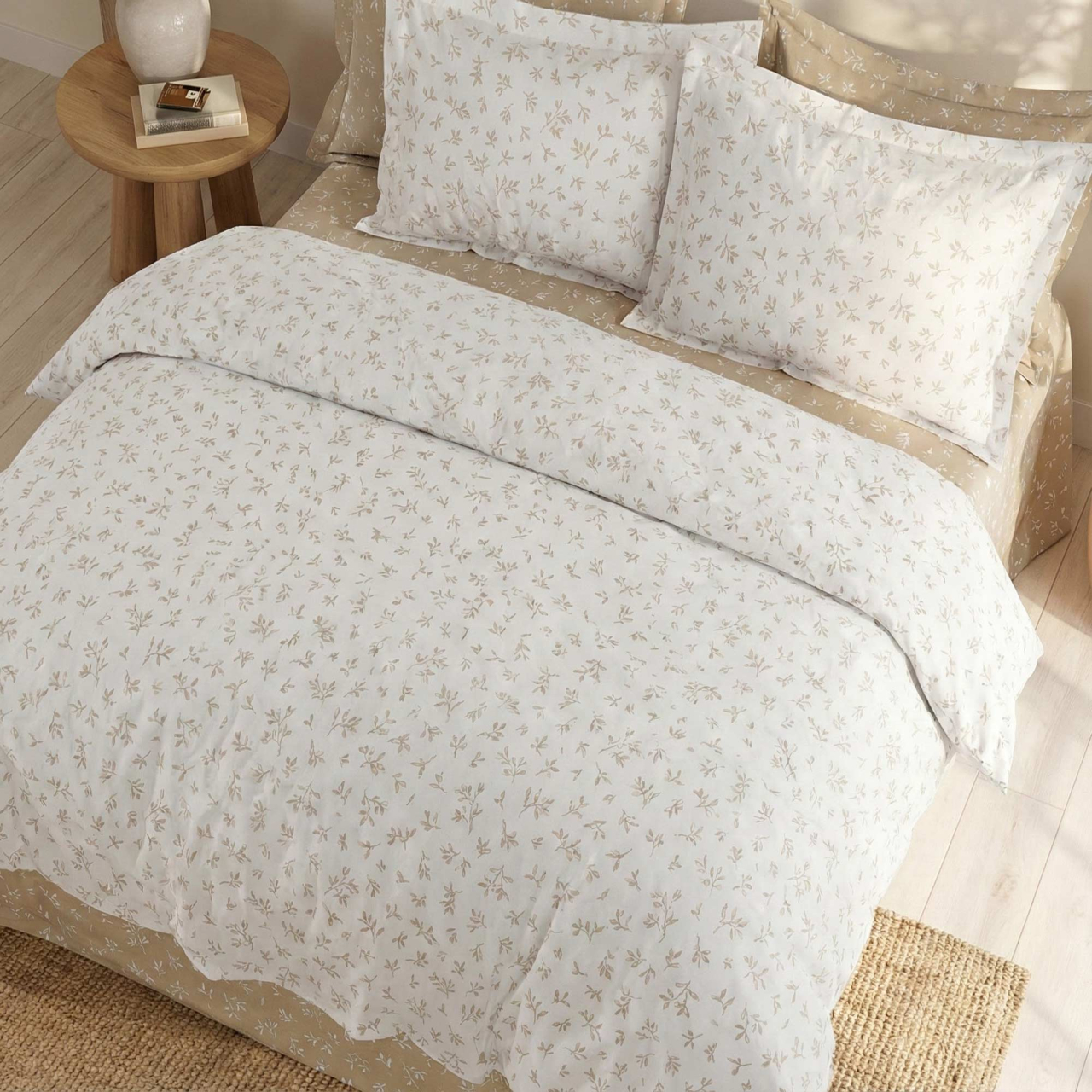 Lenjerie de pat Ranforce Cotton Pro RCP33, 100% bumbac, alb, imprimeu floral discret [2]