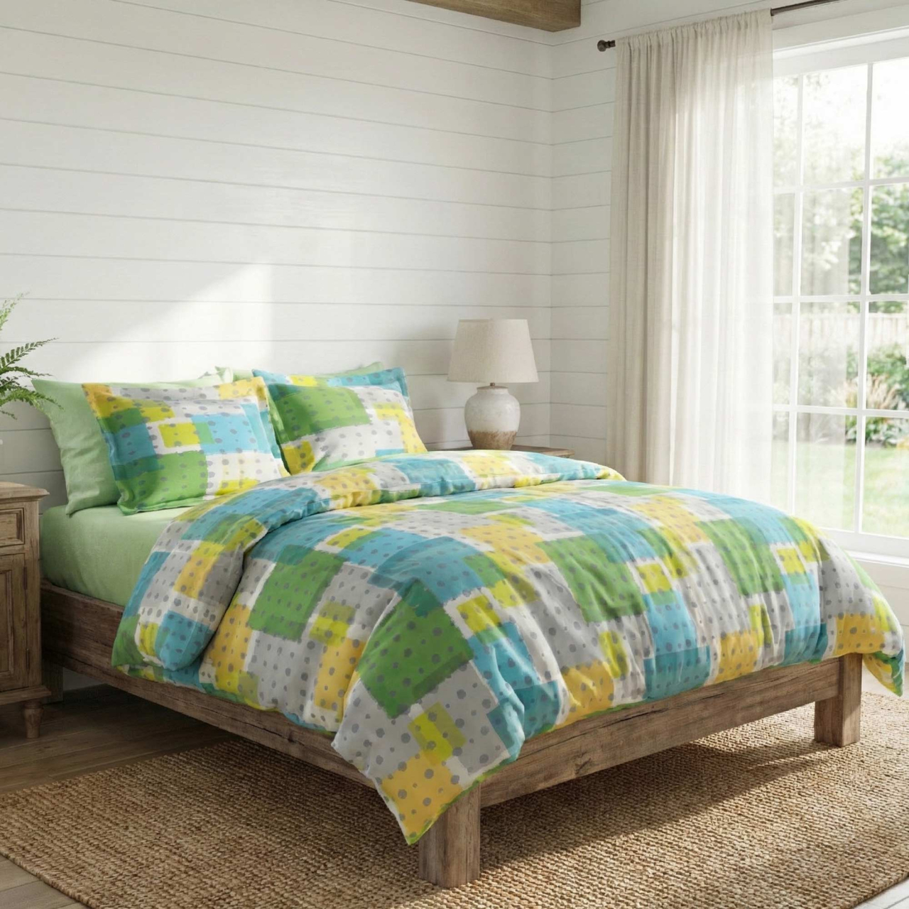 Lenjerie de pat Ranforce Cotton Pro RCP41, 100% bumbac, multicolor, imprimeu cu forme geometrice [2]