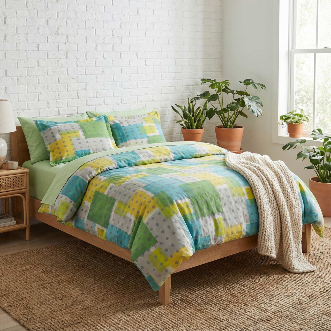 Lenjerie de pat Ranforce Cotton Pro RCP41, 100% bumbac, multicolor, imprimeu cu forme geometrice [3]