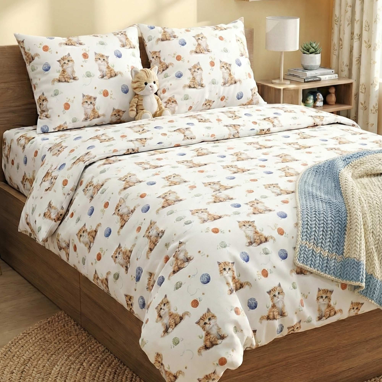 Lenjerie de pat Ranforce Cotton Pro RCP44, 100% bumbac, alb, imprimeu cu ursuleti [2]