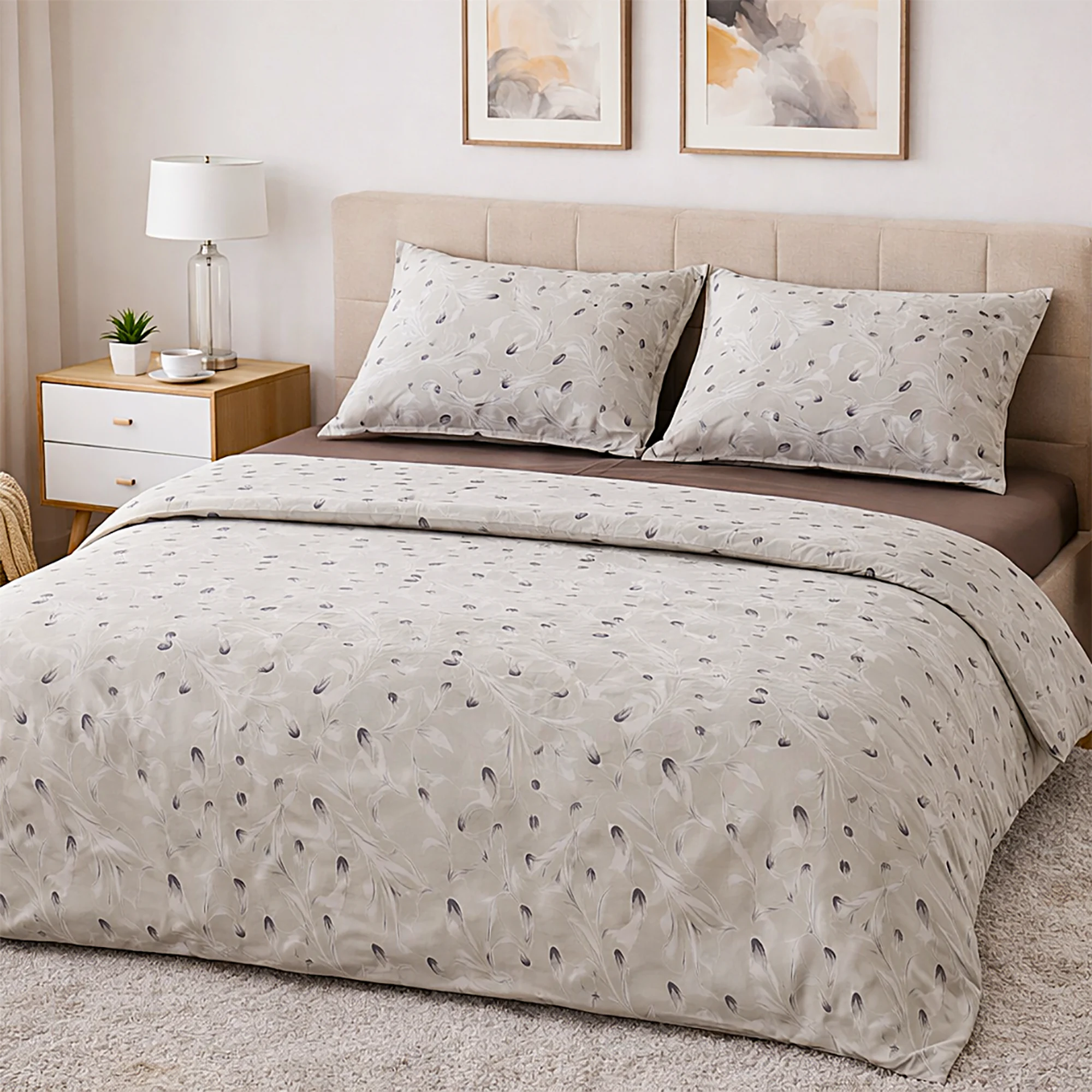 Lenjerie de pat Ranforce Cotton Pro RCP66, 100% bumbac, crem, imprimeu floral discret [3]
