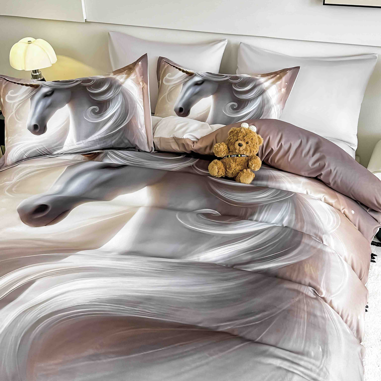 Lenjerie pat single 5D,bumbac finet,4 piese,cearceaf cu elastic 140x200cm,cearceaf pilota 155x205cm,2 fete de perna 55x80cm-A1250 [3]