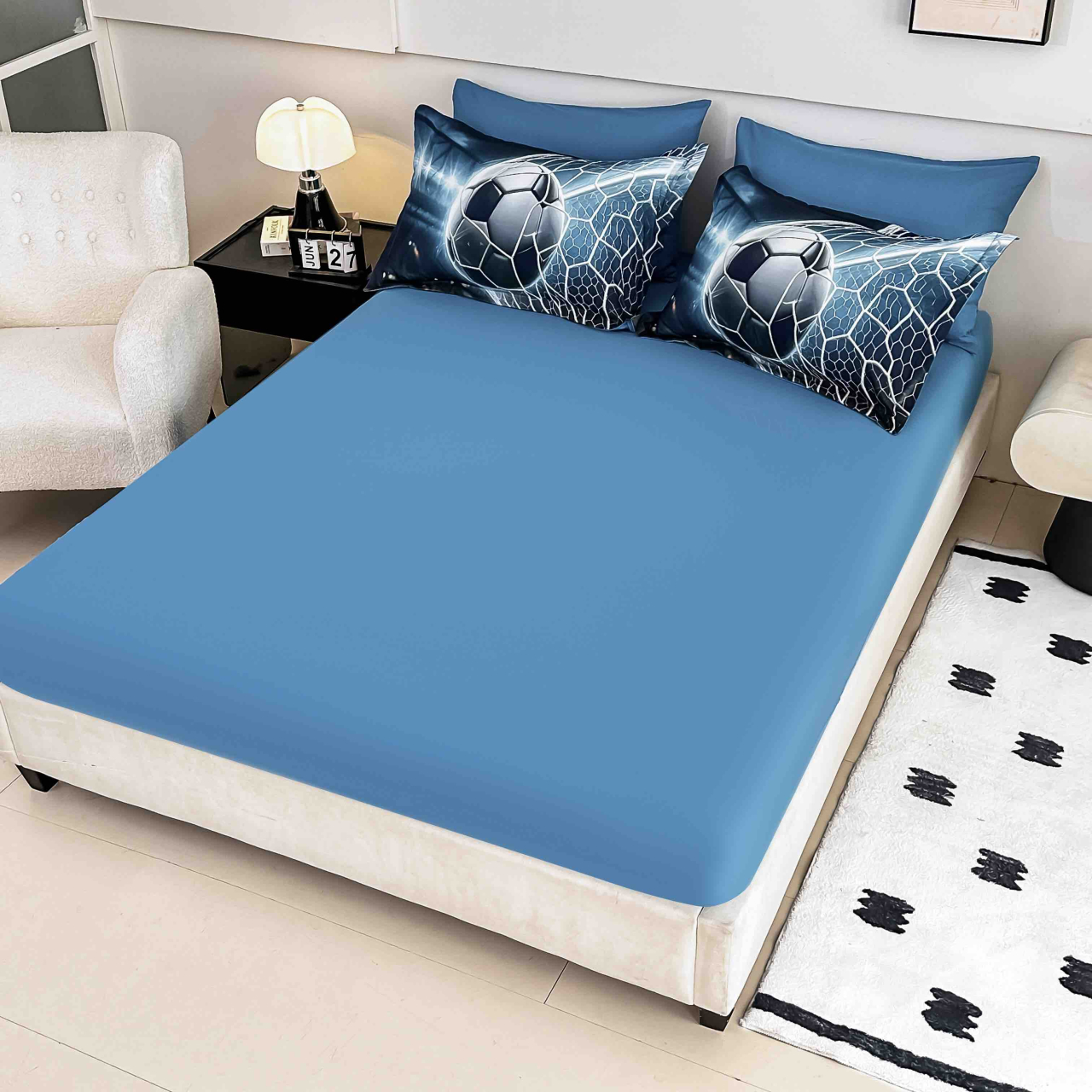 Lenjerie pat single 5D,bumbac finet,4 piese,cearceaf cu elastic 140x200cm,cearceaf pilota 155x205cm,2 fete de perna 55x80cm-A1256 [4]