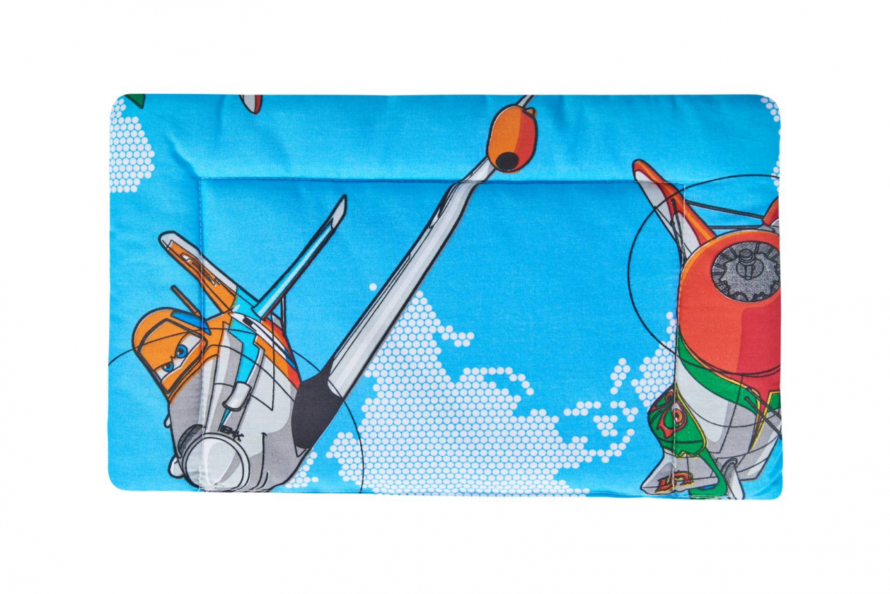 Lenjerie patut bebe, SomnART, cearceaf pat 60x120x10 cu elastic, cearceaf pilota 80x110, perna joasa 20x35, Aviator [3]