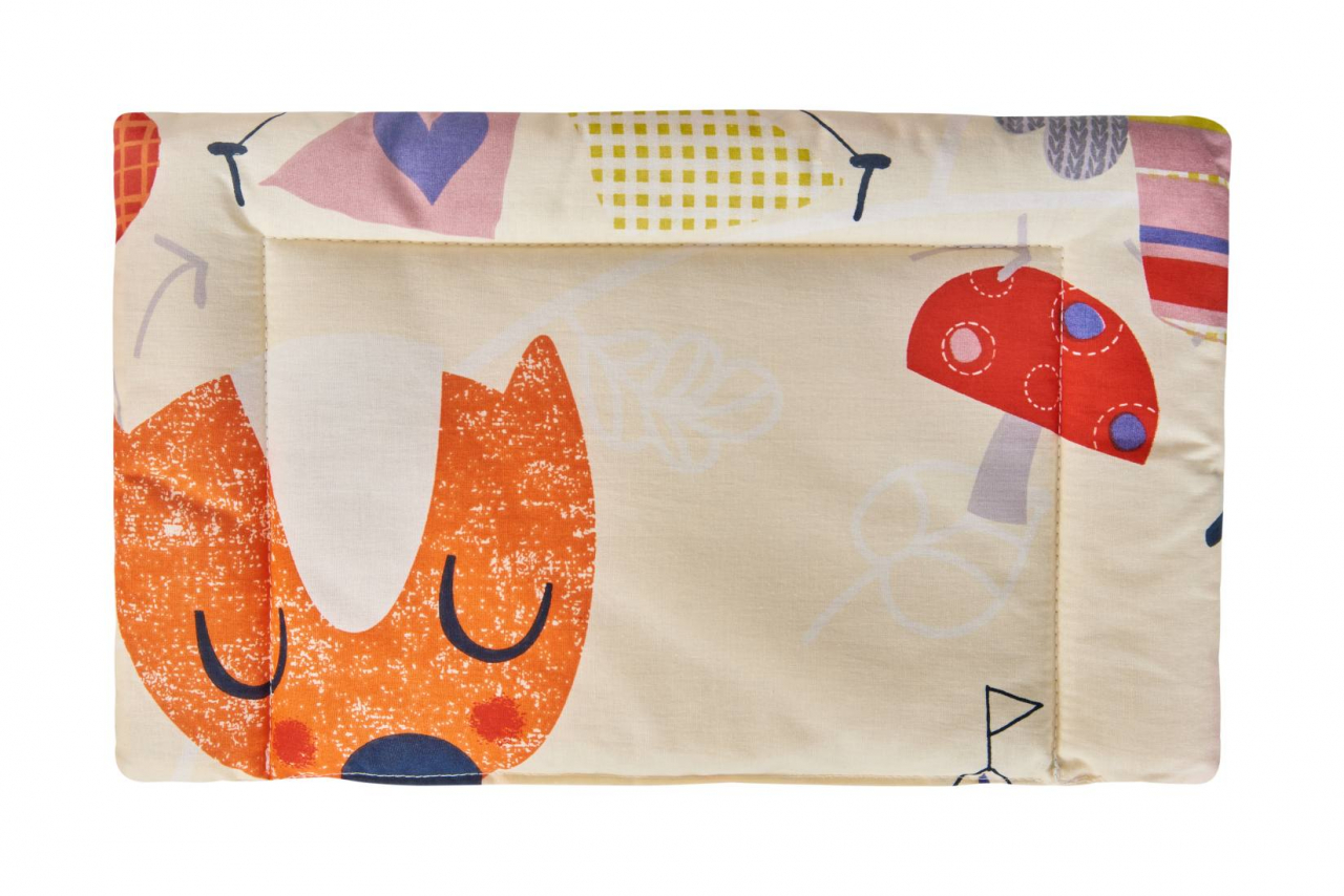 Lenjerie patut bebe, SomnART, cearceaf pat 60x120x10 cu elastic, cearceaf pilota 80x110, perna joasa 20x35, Bufnite Mari [3]