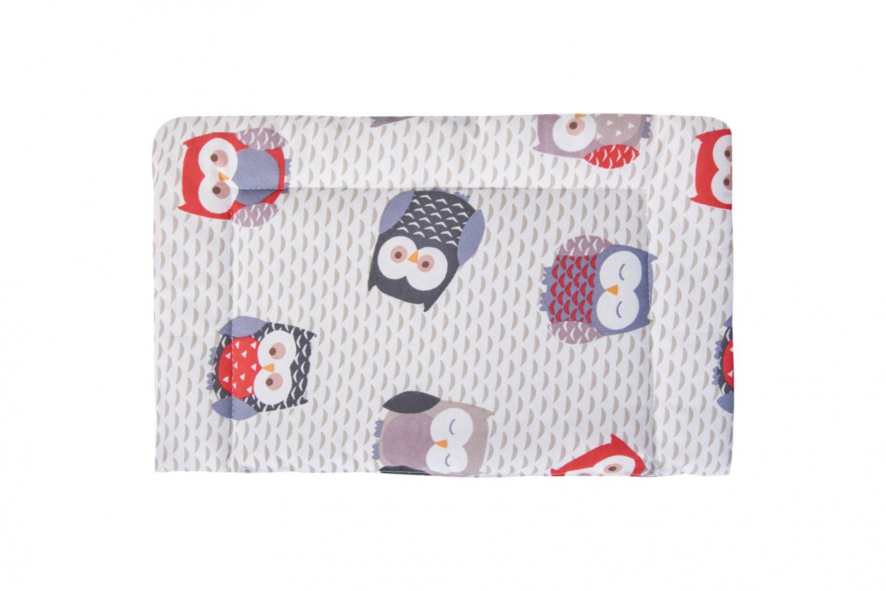 Lenjerie patut bebe, SomnART, cearceaf pat 60x120x10 cu elastic, cearceaf pilota 80x110, perna joasa 20x35, Bufnite Mici [3]