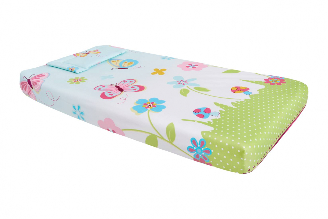 Lenjerie patut bebe, SomnART, cearceaf pat 60x120x10 cu elastic, cearceaf pilota 80x110, perna joasa 20x35, Flori [2]