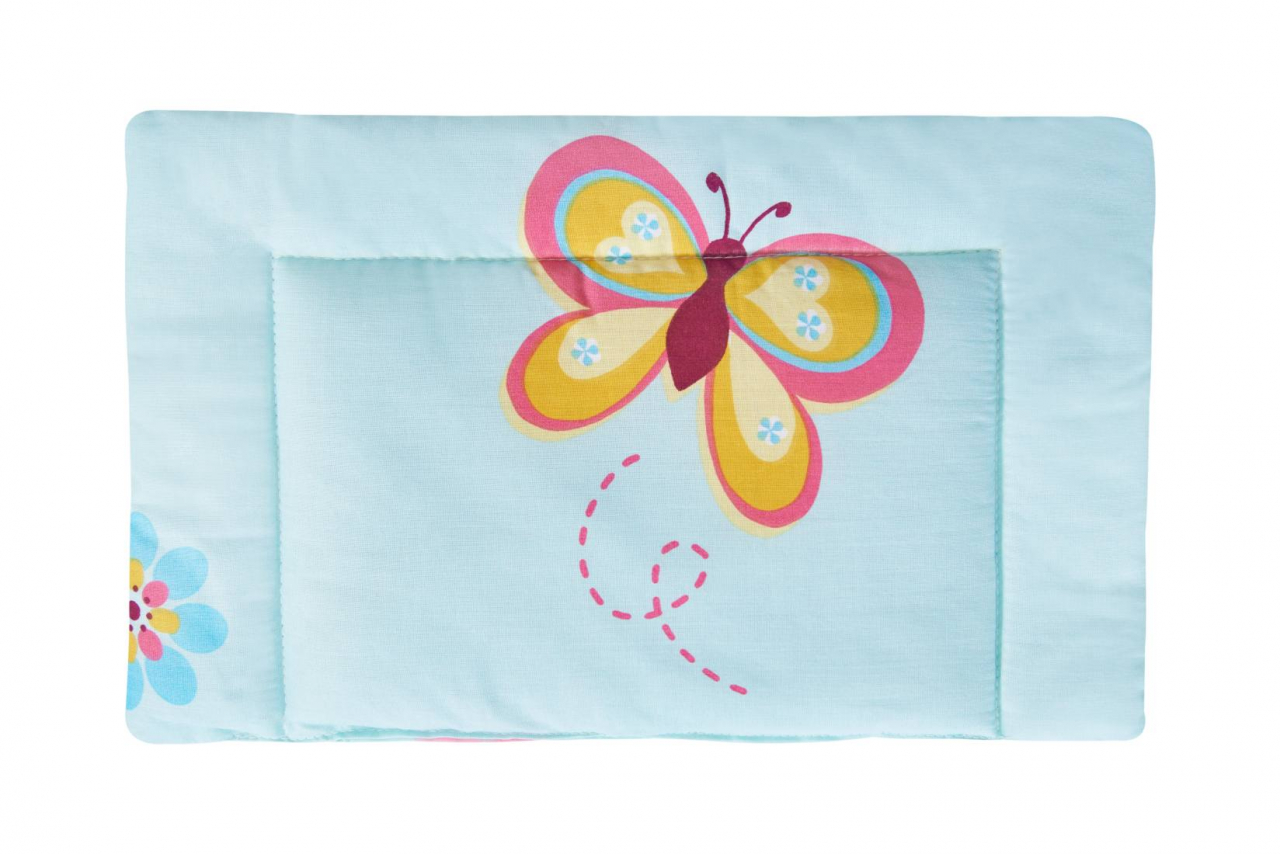 Lenjerie patut bebe, SomnART, cearceaf pat 60x120x10 cu elastic, cearceaf pilota 80x110, perna joasa 20x35, Flori [3]