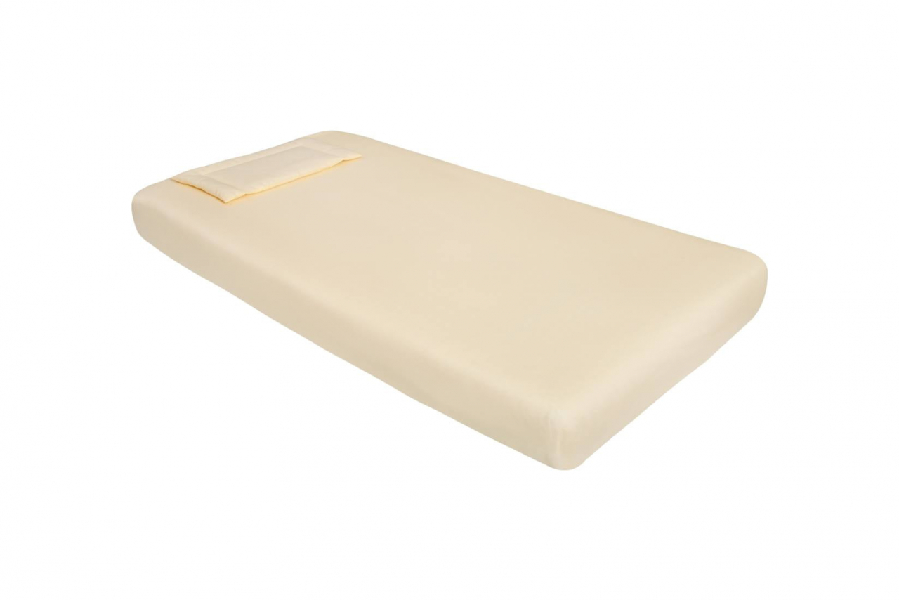 Lenjerie patut bebe, SomnART, cearceaf pat 60x120x10 cu elastic, cearceaf pilota 80x110, perna joasa 20x35, Galben [2]