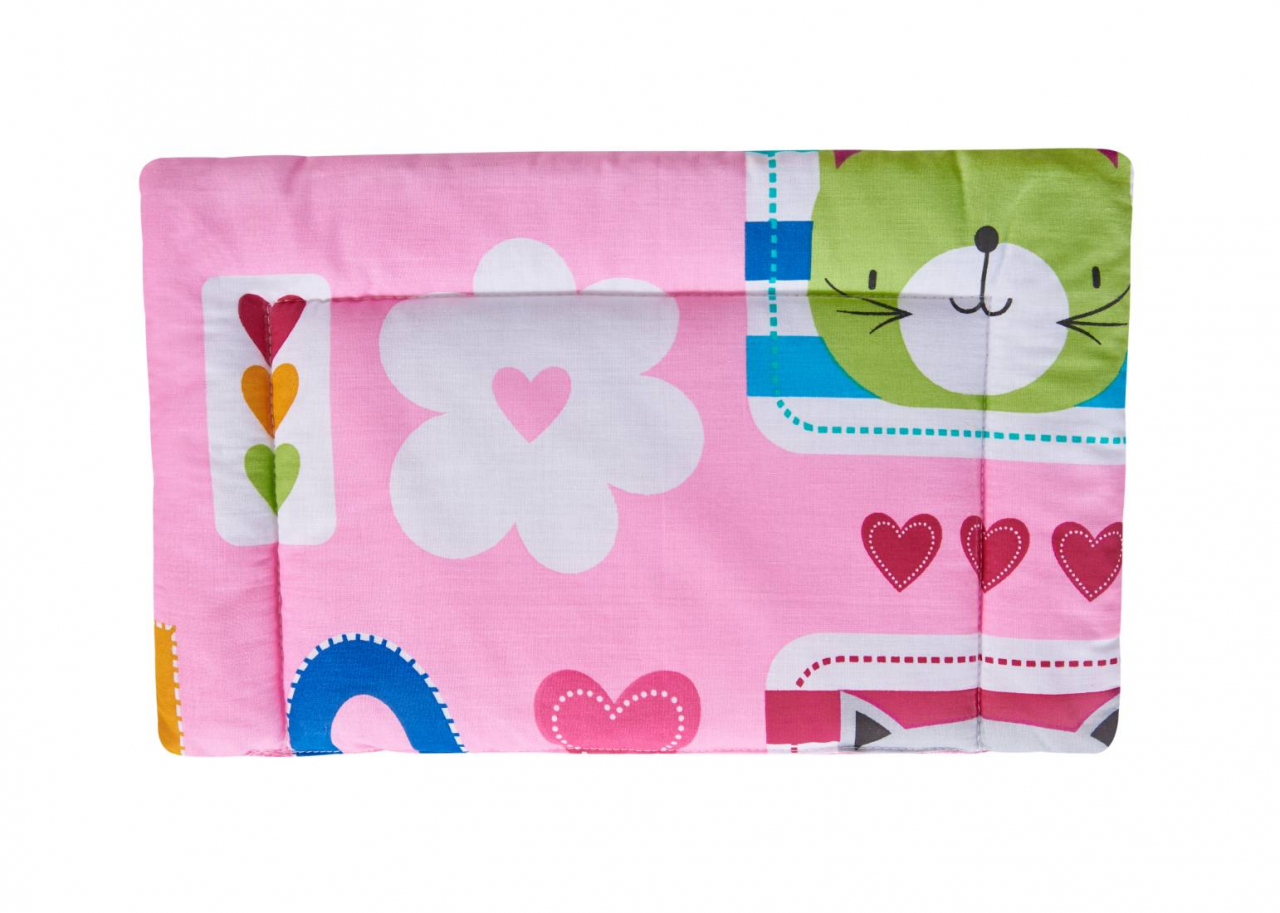 Lenjerie patut bebe, SomnART, cearceaf pat 60x120x10 cu elastic, cearceaf pilota 80x110, perna joasa 20x35, Pisicute [3]