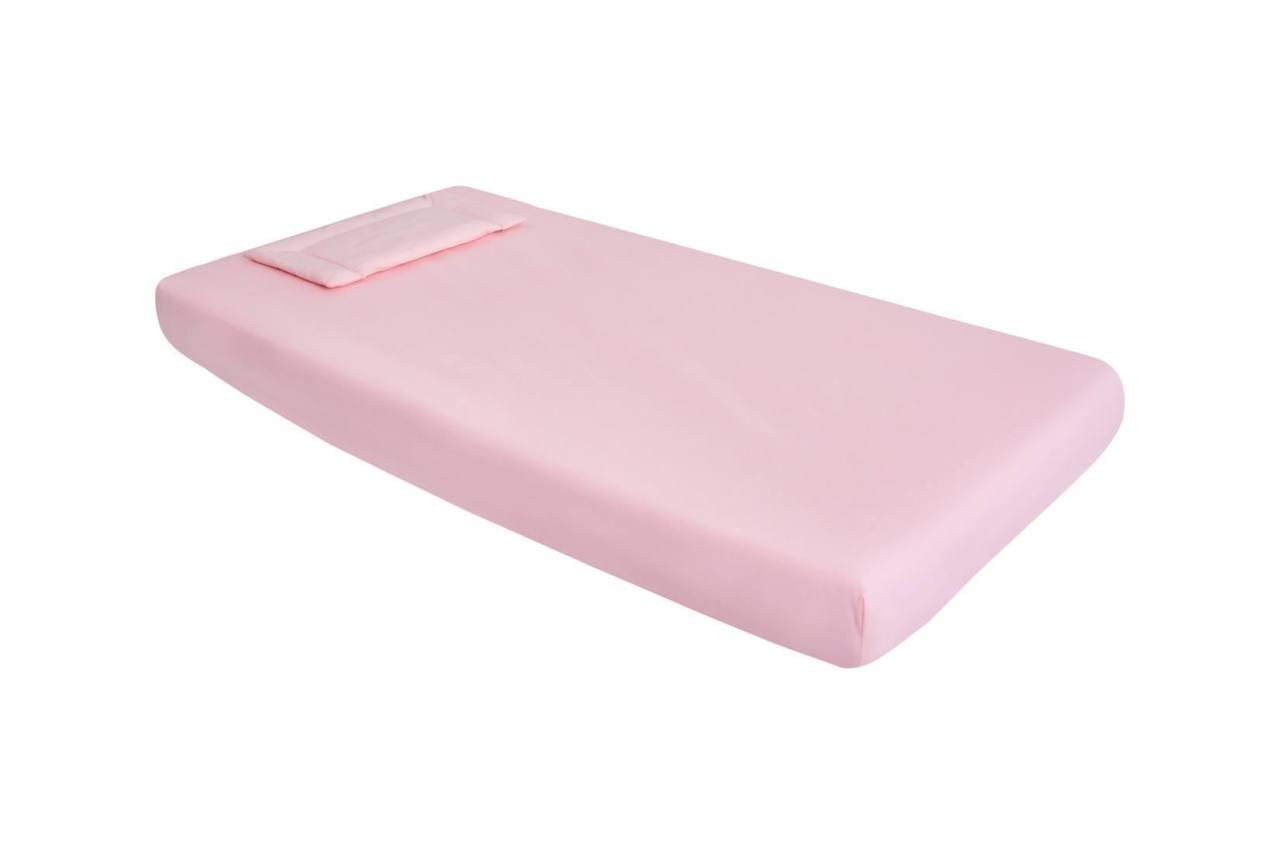 Lenjerie patut bebe, SomnART, cearceaf pat 60x120x10 cu elastic, cearceaf pilota 80x110, perna joasa 20x35, Roz [2]