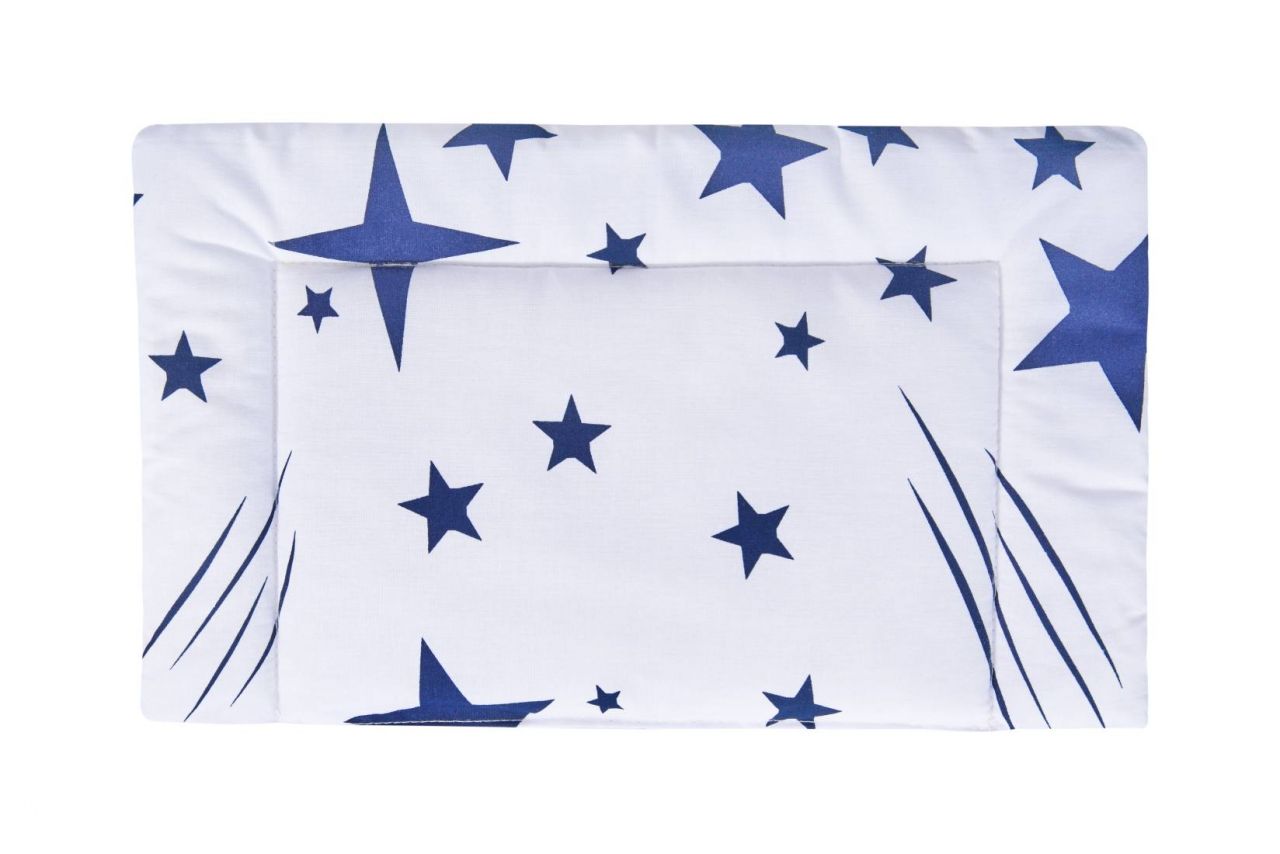 Lenjerie patut bebe, SomnART, cearceaf pat 60x120x10 cu elastic, cearceaf pilota 80x110, perna joasa 20x35, Stelute [3]