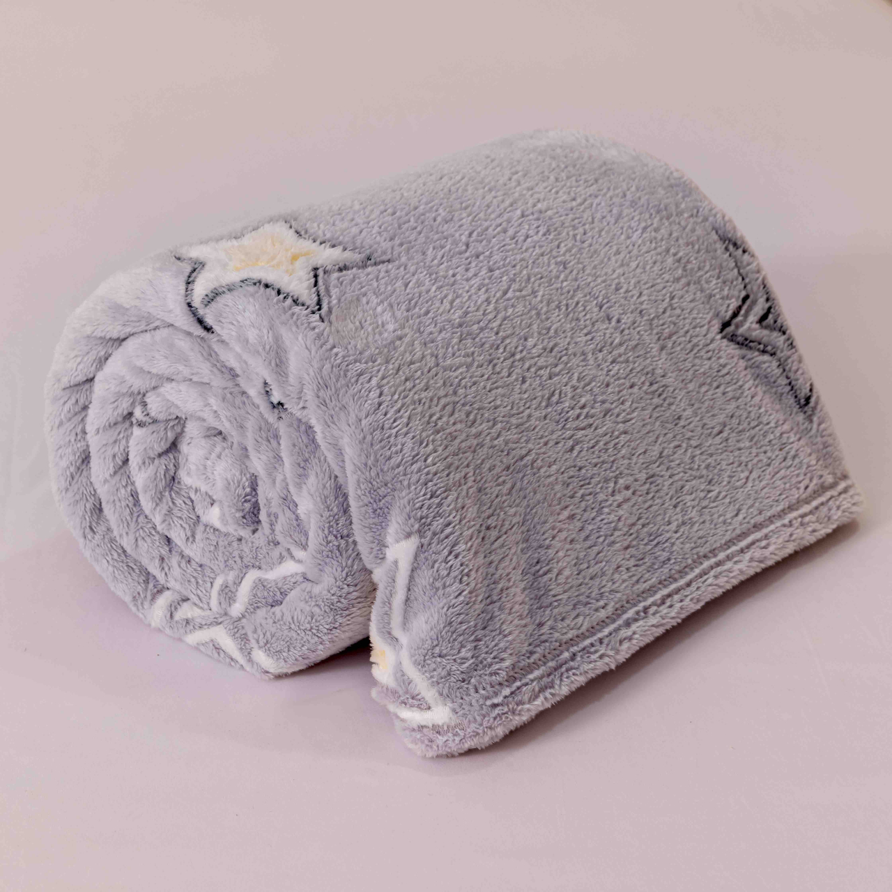 Patura pufoasa cocolino 200x230cm,gri cu stelute-F075 [3]