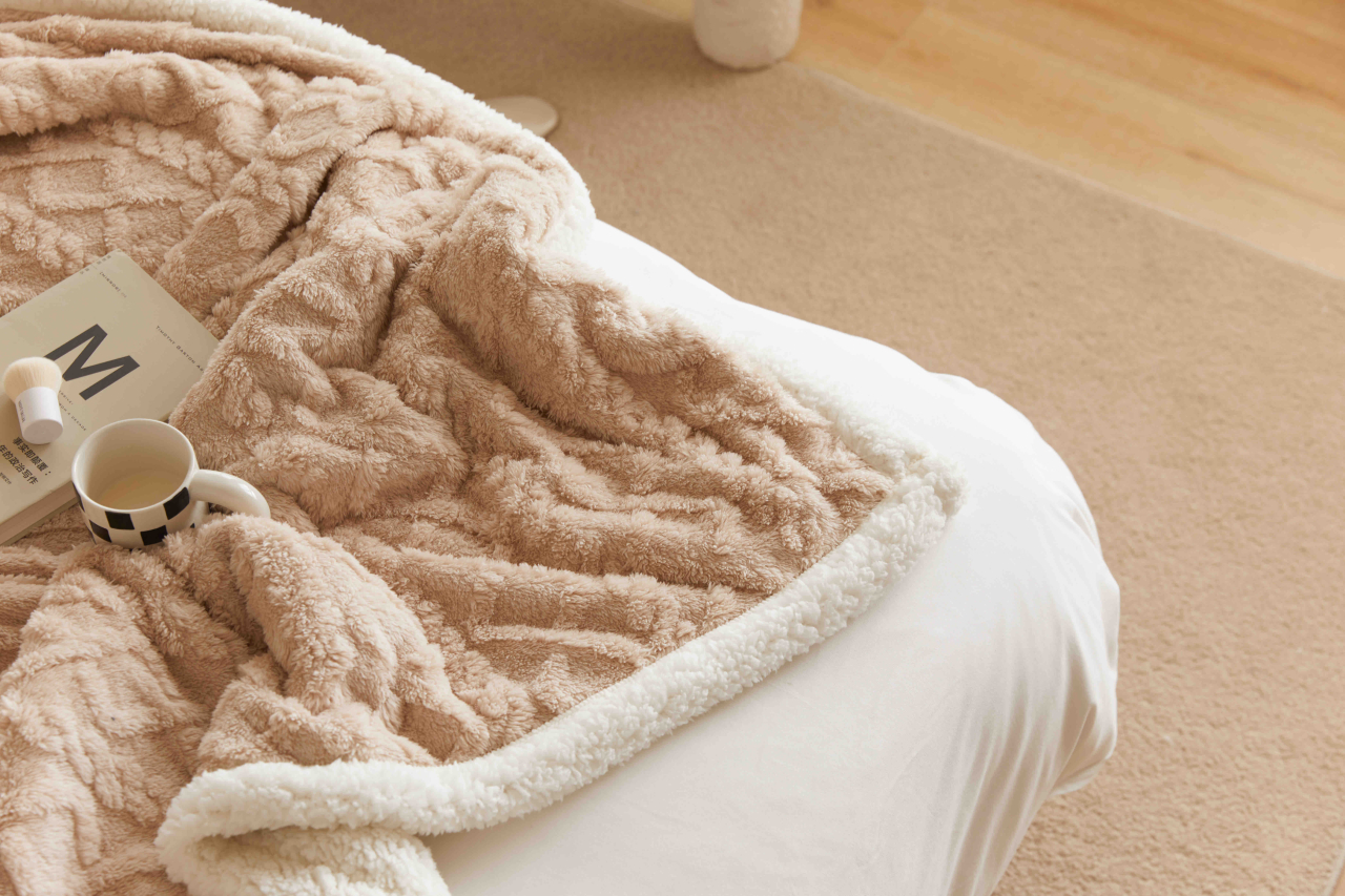 Patura cocolino 200x230cm,tip tricotaj cu blanita,bej-F040 [6]