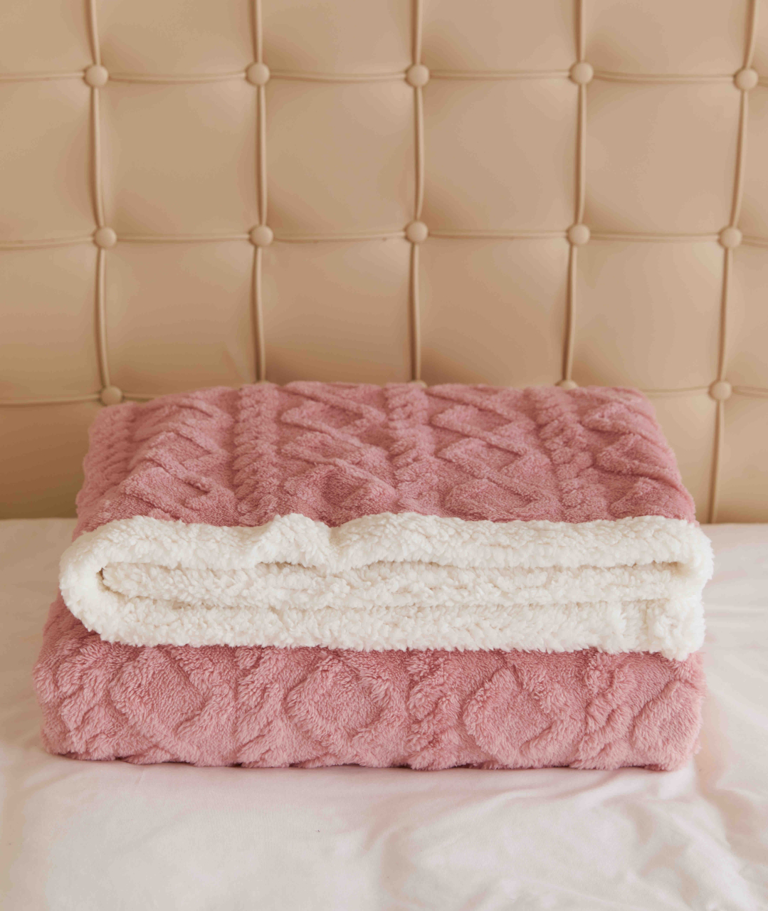 Patura cocolino 200x230cm,tip tricotaj cu blanita,roz-F036 [3]