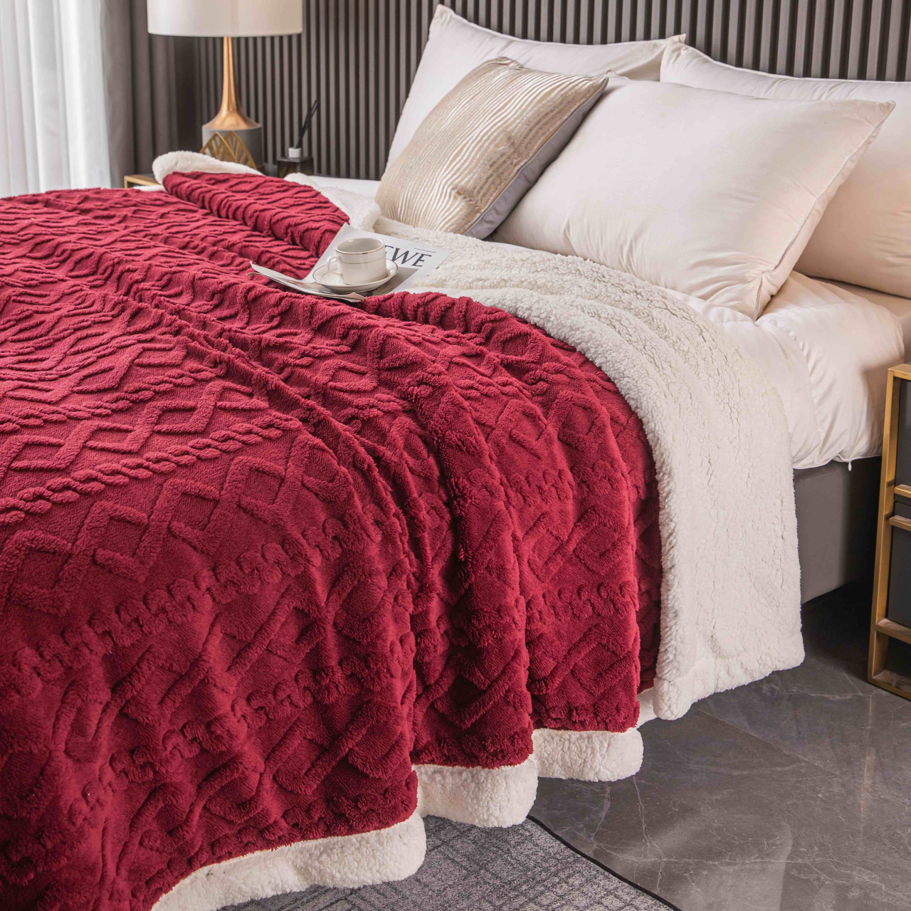 Patura cocolino 200x230cm,tip tricotaj cu blanita,visinie-F034 [4]