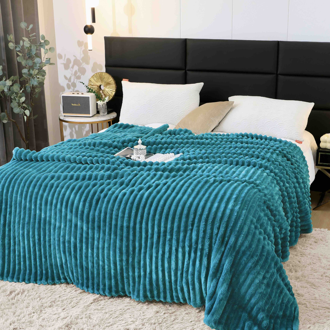Patura cocolino gofrata 200x230cm Jojo Home,turcoaz-F059 [2]