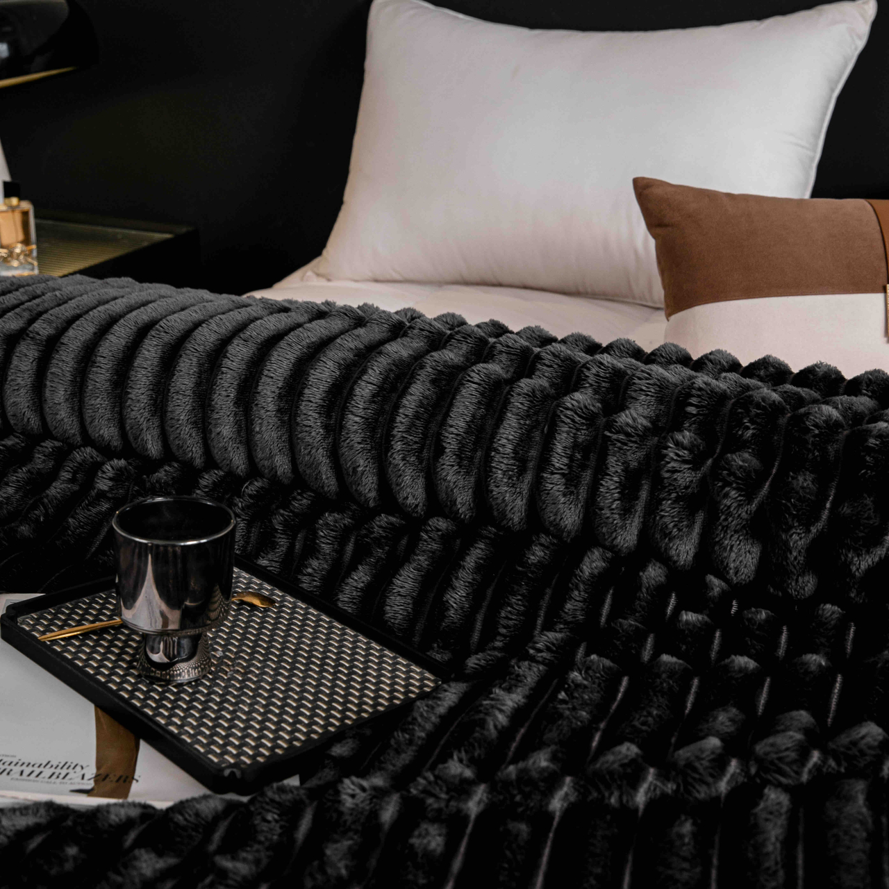 Patura cocolino gofrata 200x230cm Jojo Home,gri inchis-F044Patura cocolino gofrata 200x230cm Jojo Home,neagra-F139 [2]