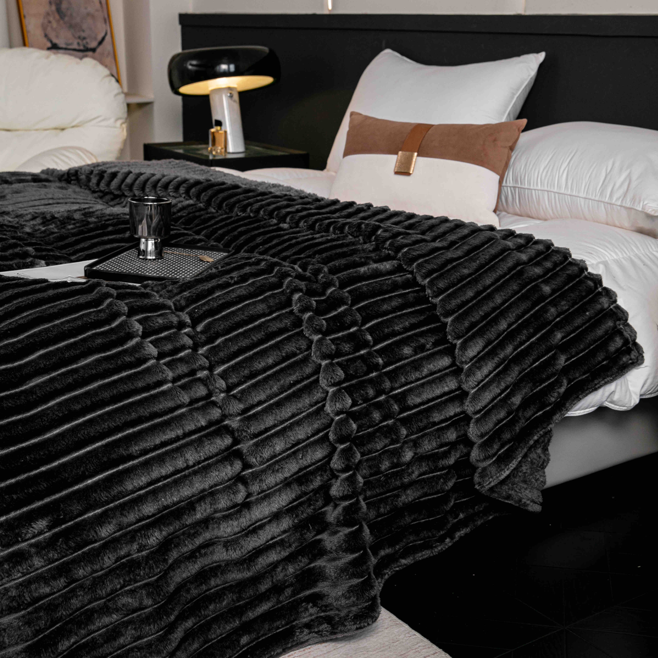 Patura cocolino gofrata 200x230cm Jojo Home,gri inchis-F044Patura cocolino gofrata 200x230cm Jojo Home,neagra-F139 [3]