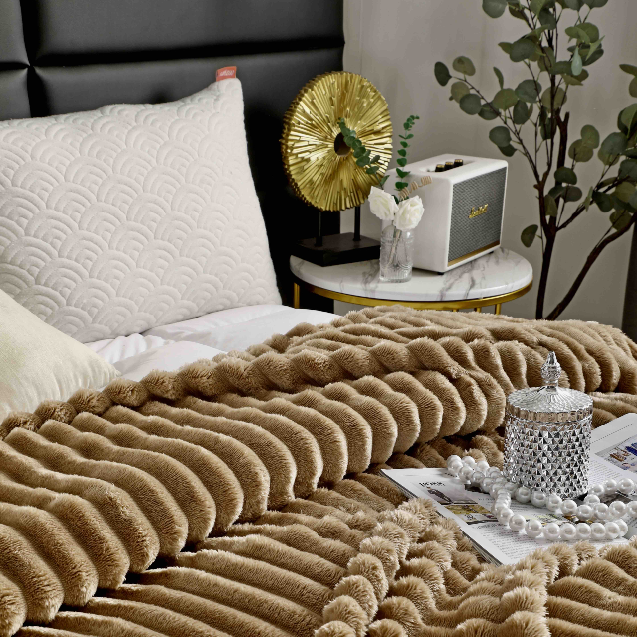 Patura cocolino gofrata 200x230cm Jojo Home,maro-F050 [4]