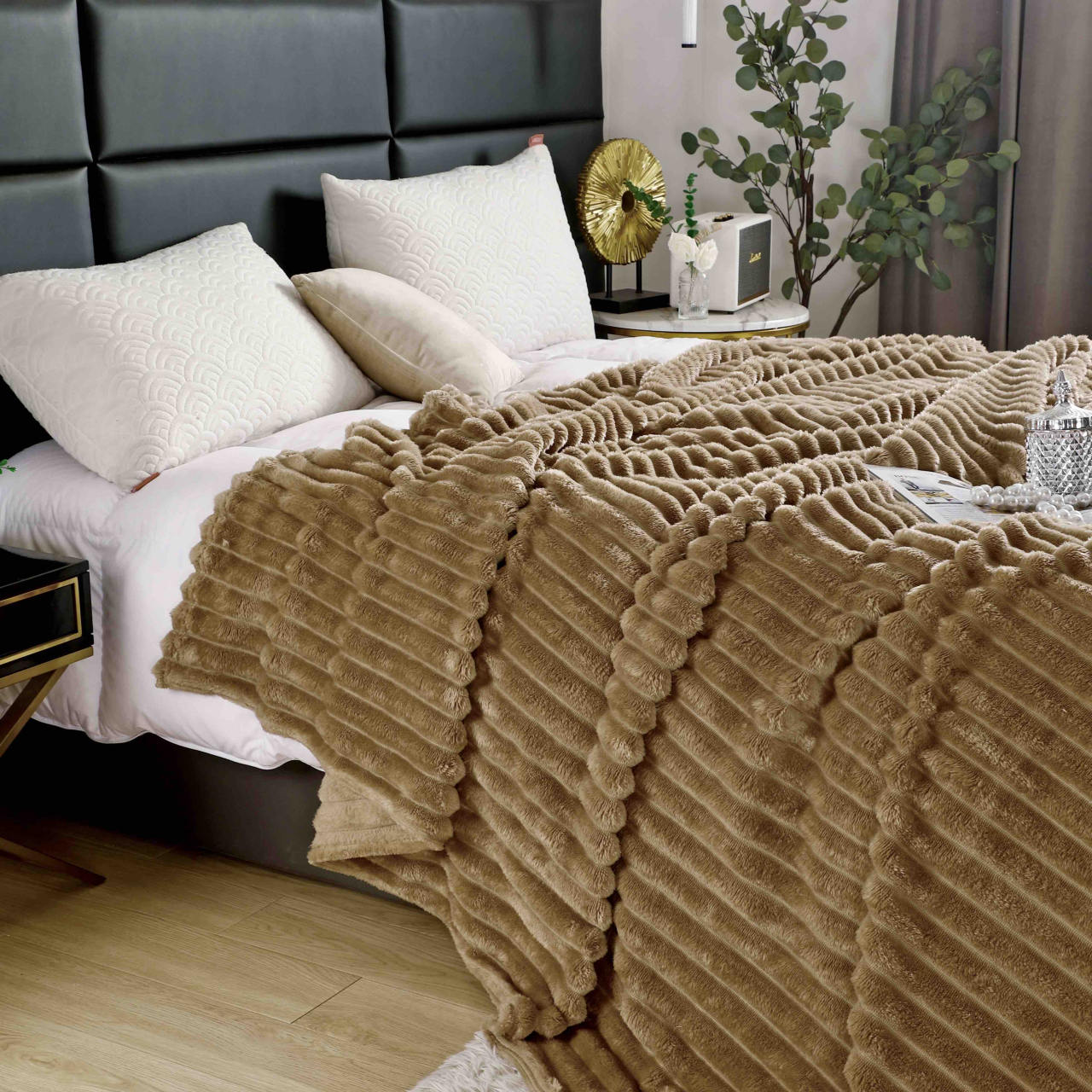 Patura cocolino gofrata 200x230cm Jojo Home,maro-F050 [3]