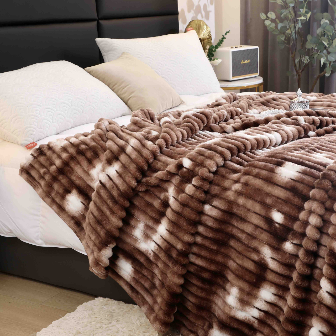 Patura cocolino gofrata 200x230cm Jojo Home,maro-alba-F060 [3]