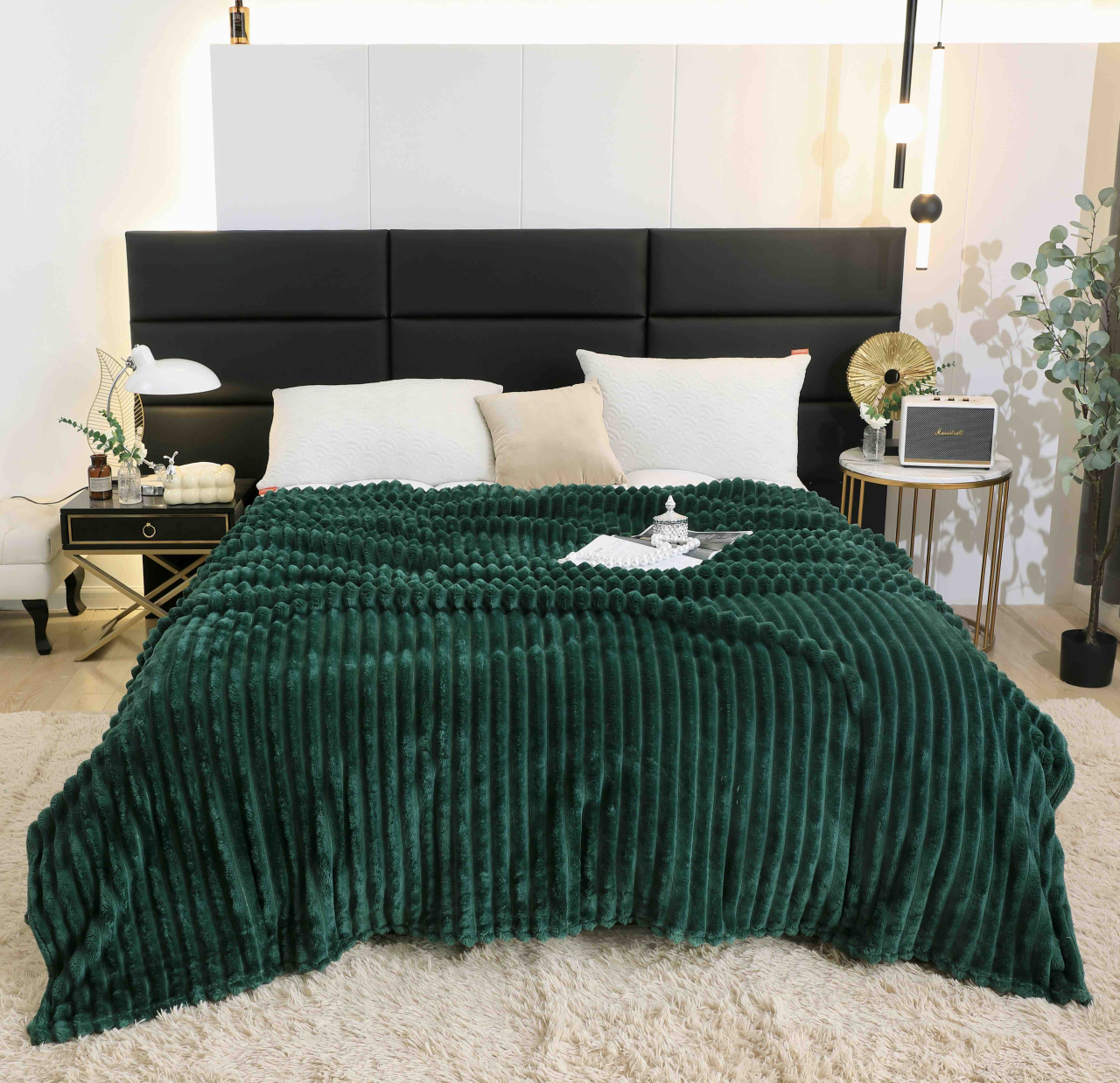 Patura cocolino gofrata 200x230cm Jojo Home,verde inchis-F046 [1]