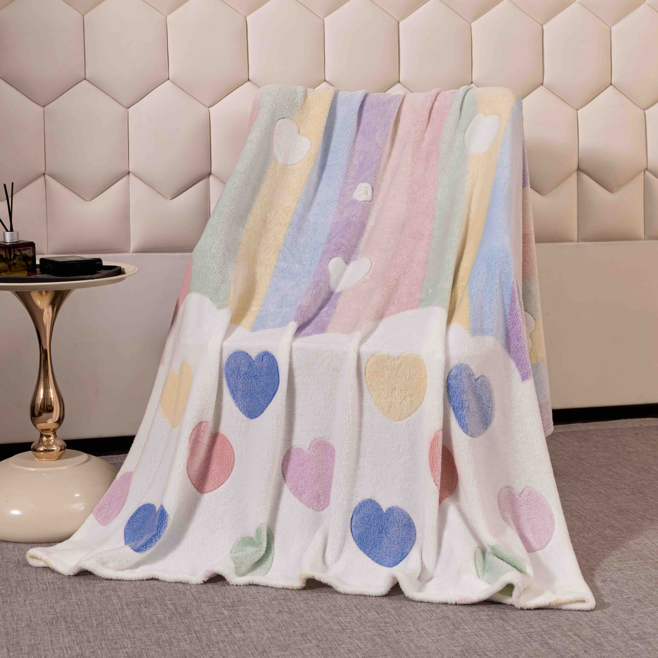 Patura pufoasa cocolino 200x230cm,multicolora,inimioare-F086 [4]