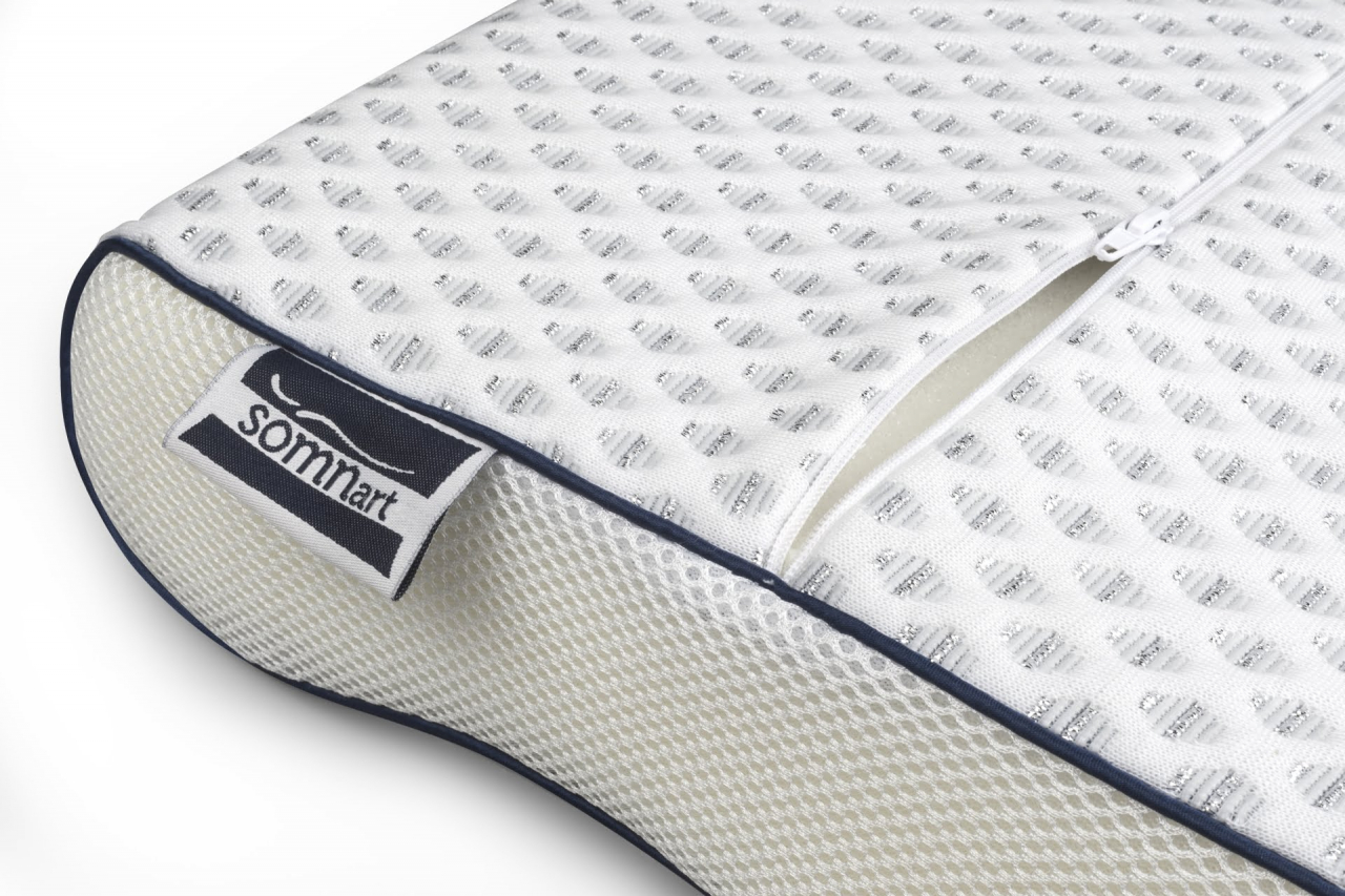 Perna anatomica cu memorie Somnart Silver Memory, laterala 3D, husa detasabila si lavabila, ioni de argint, 30x50 [4]