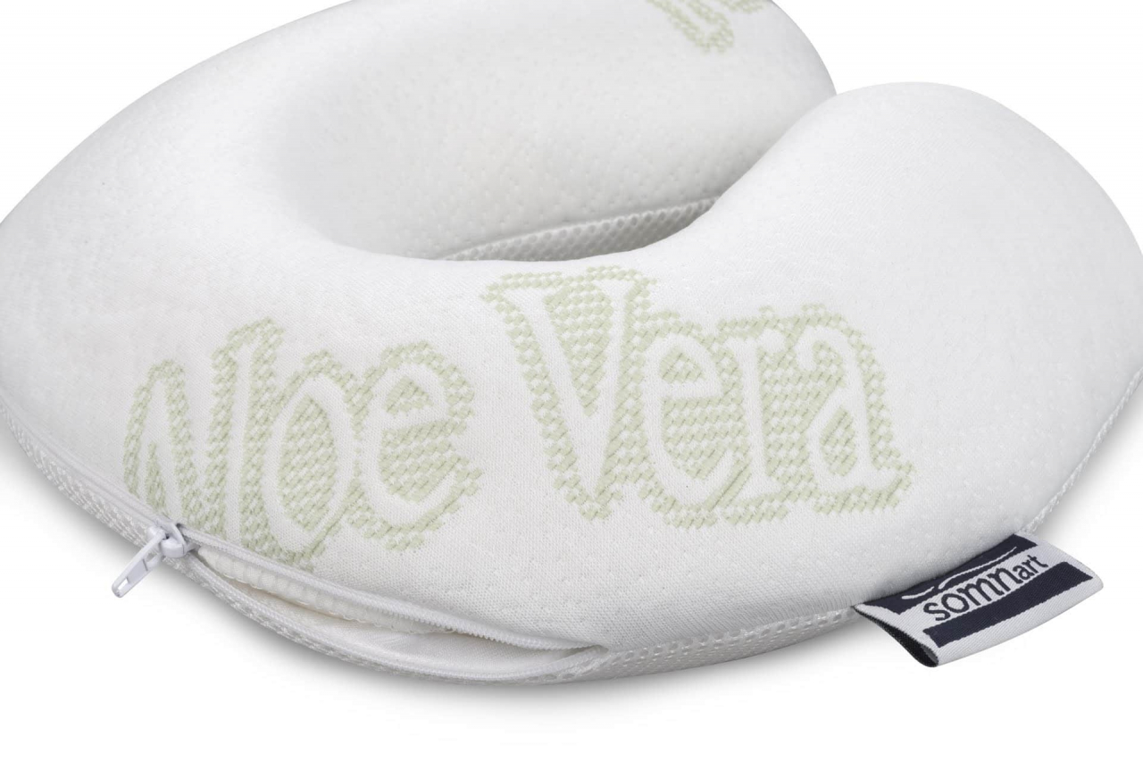 Perna calatorie Somnart Memory, cu spuma de memorie si husa detasabila si lavabila, Aloe Vera [2]