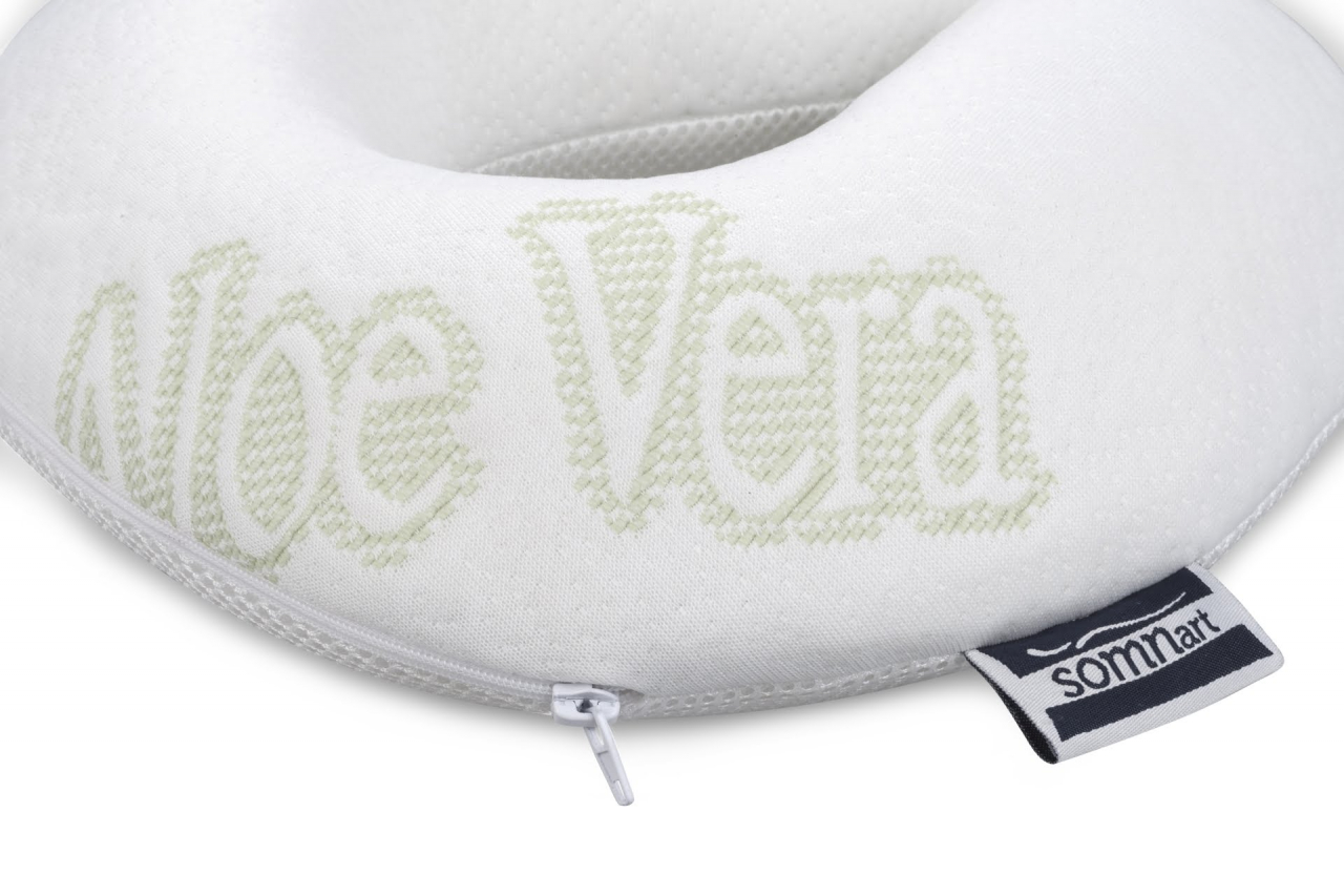 Perna calatorie Somnart Memory, cu spuma de memorie si husa detasabila si lavabila, Aloe Vera [3]
