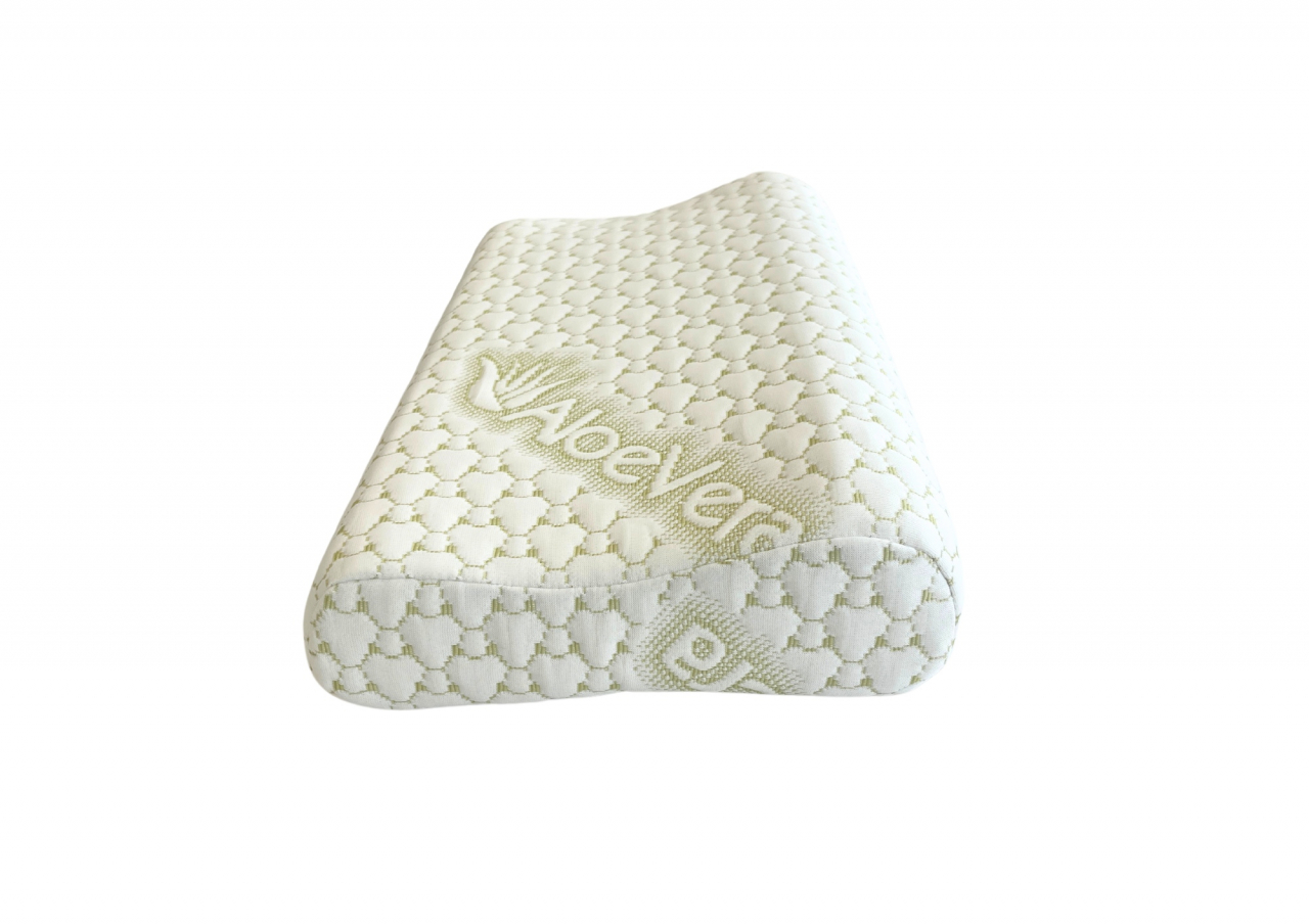 Perna ergonomica Aloe Vera Memory, sustinere exacta pentru gat si cap, husa detasabila, 30x50x10/8 cm, ambalata la geanta [3]