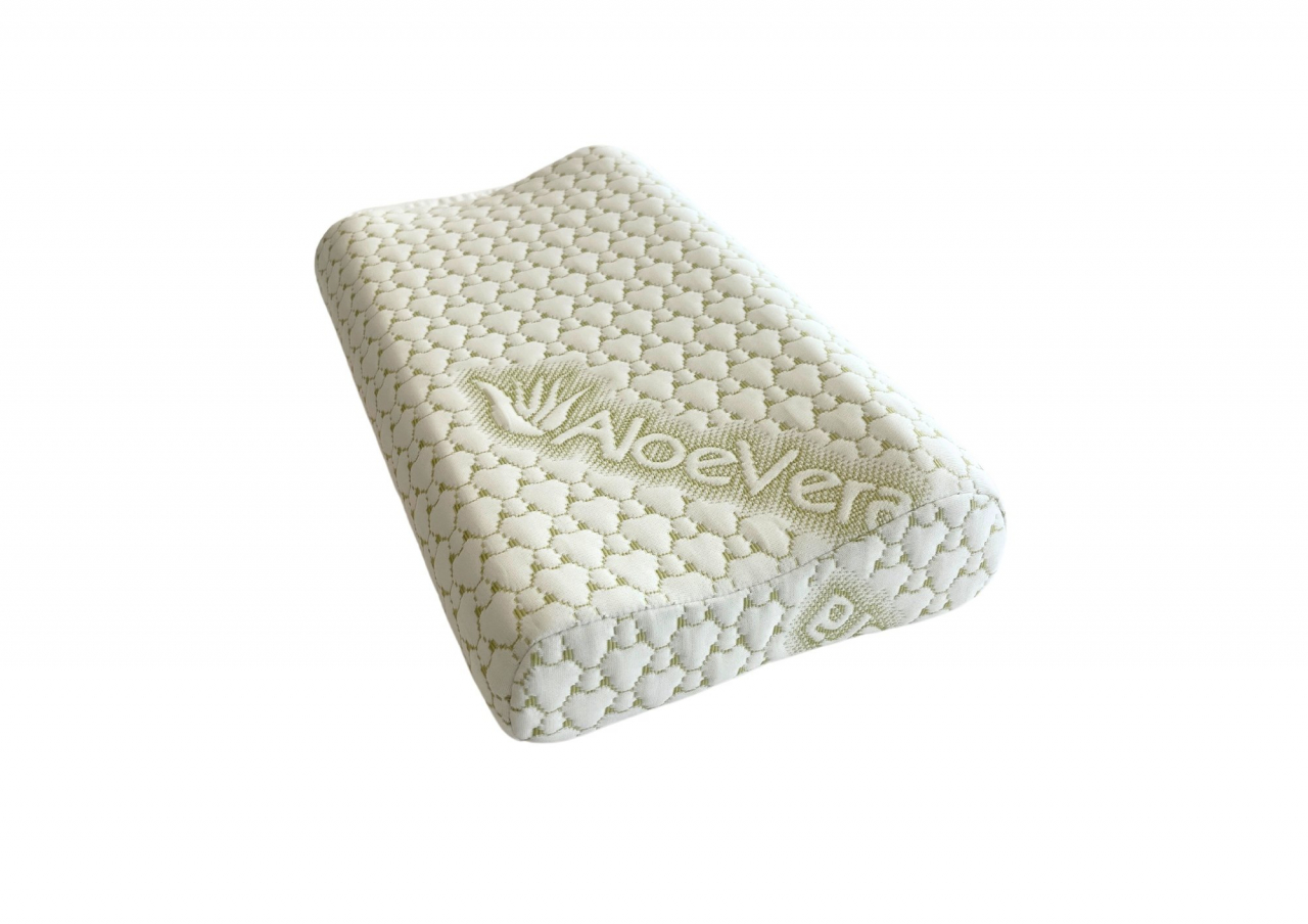 Perna ergonomica Aloe Vera Memory, sustinere exacta pentru gat si cap, husa detasabila, 30x50x10/8 cm, ambalata la geanta [2]
