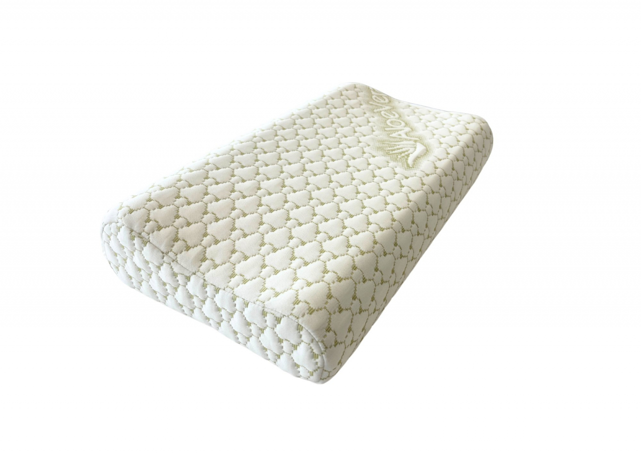 Perna ergonomica Aloe Vera Memory, sustinere exacta pentru gat si cap, husa detasabila, 30x50x10/8 cm, ambalata la geanta [1]