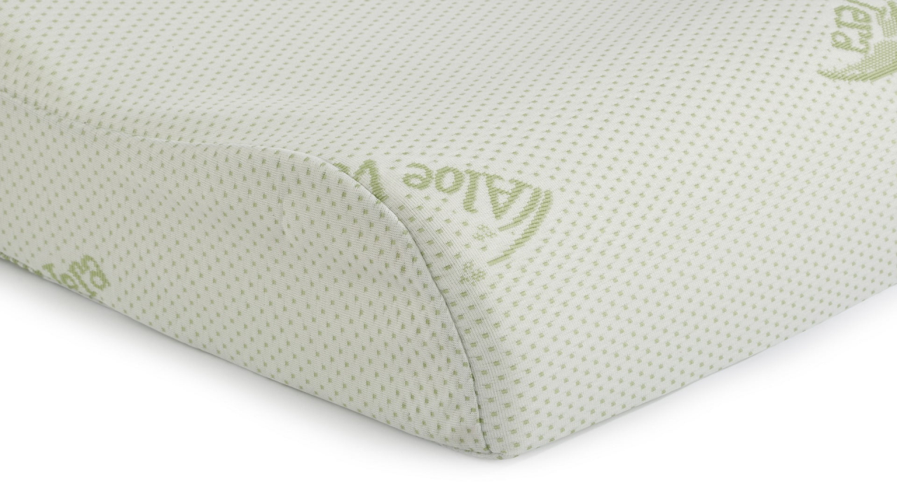 Perna ergonomica Memory Aloe Vera Somnart, sustinere exacta pentru gat si cap, husa detasabila, 42x72x12 cm [2]