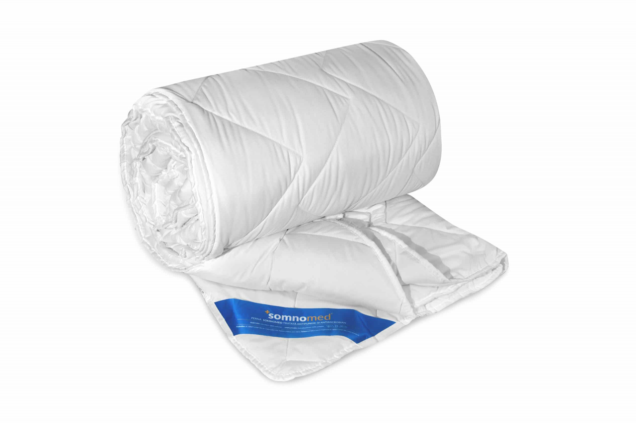 Pilota antiacarieni si antifungi, Somnomed, microfibra alba, 200x220, umplutura de primavara-toamna, 200 gsm [5]