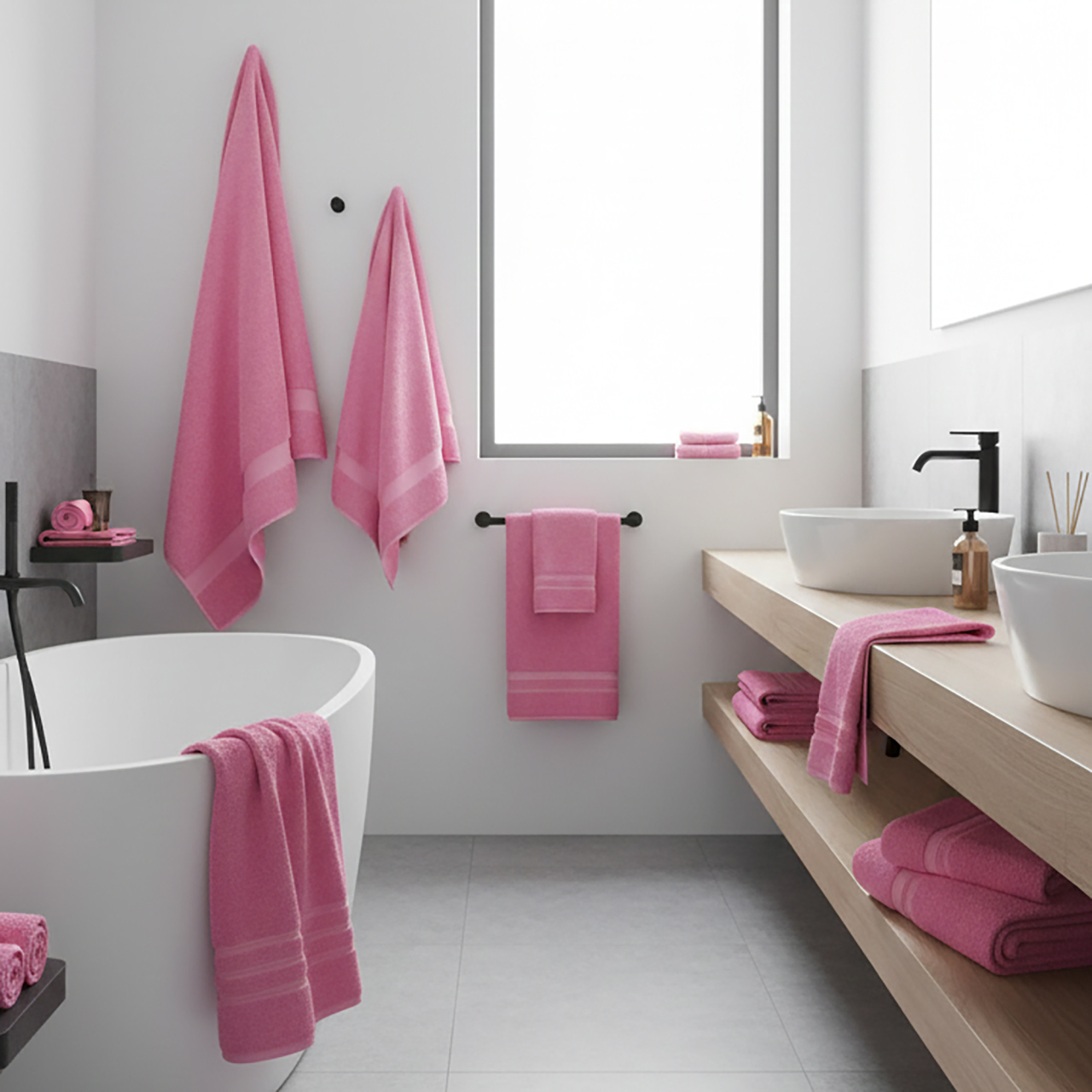 Prosop baie luxury din bumbac 100%,600g/mp,roz-G089 [2]