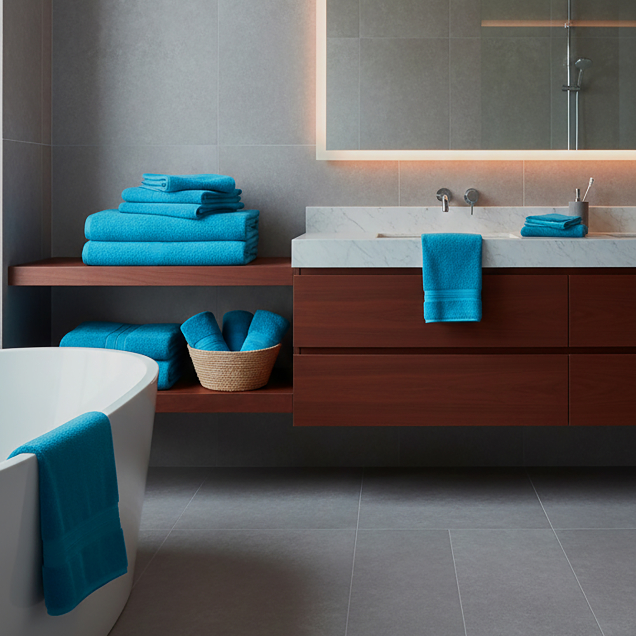 Prosop baie bumbac 100% 600 GSM Luxury-albastru [2]