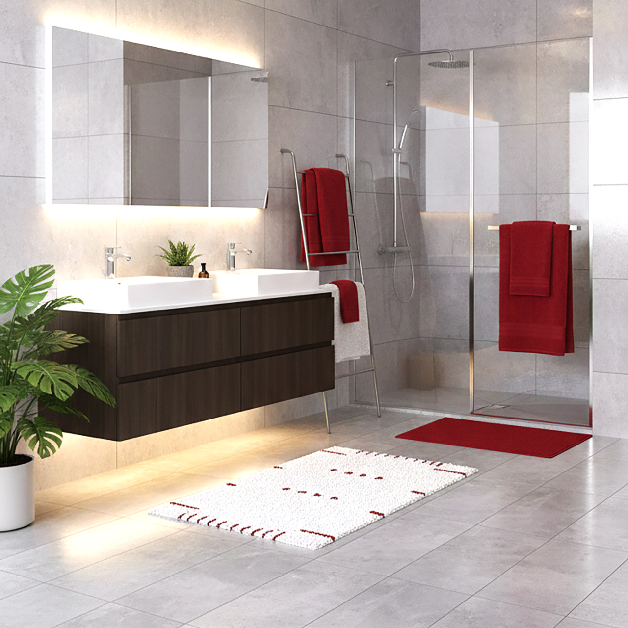 Prosop baie bumbac 100% 600 GSM Luxury-rosu [2]