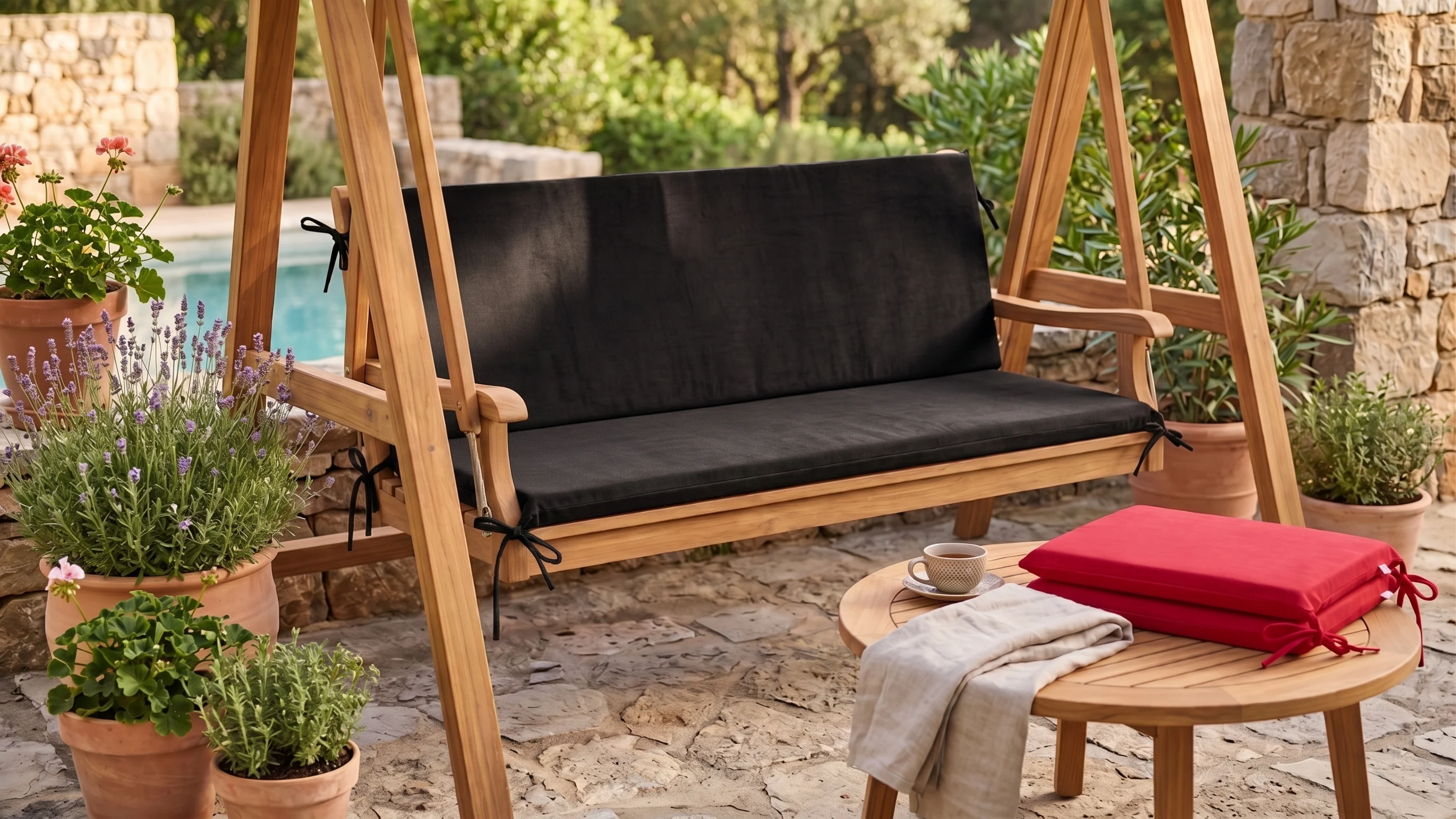 Saltea balansoar premium 2 segmente negru pentru gradina si terasa [2]
