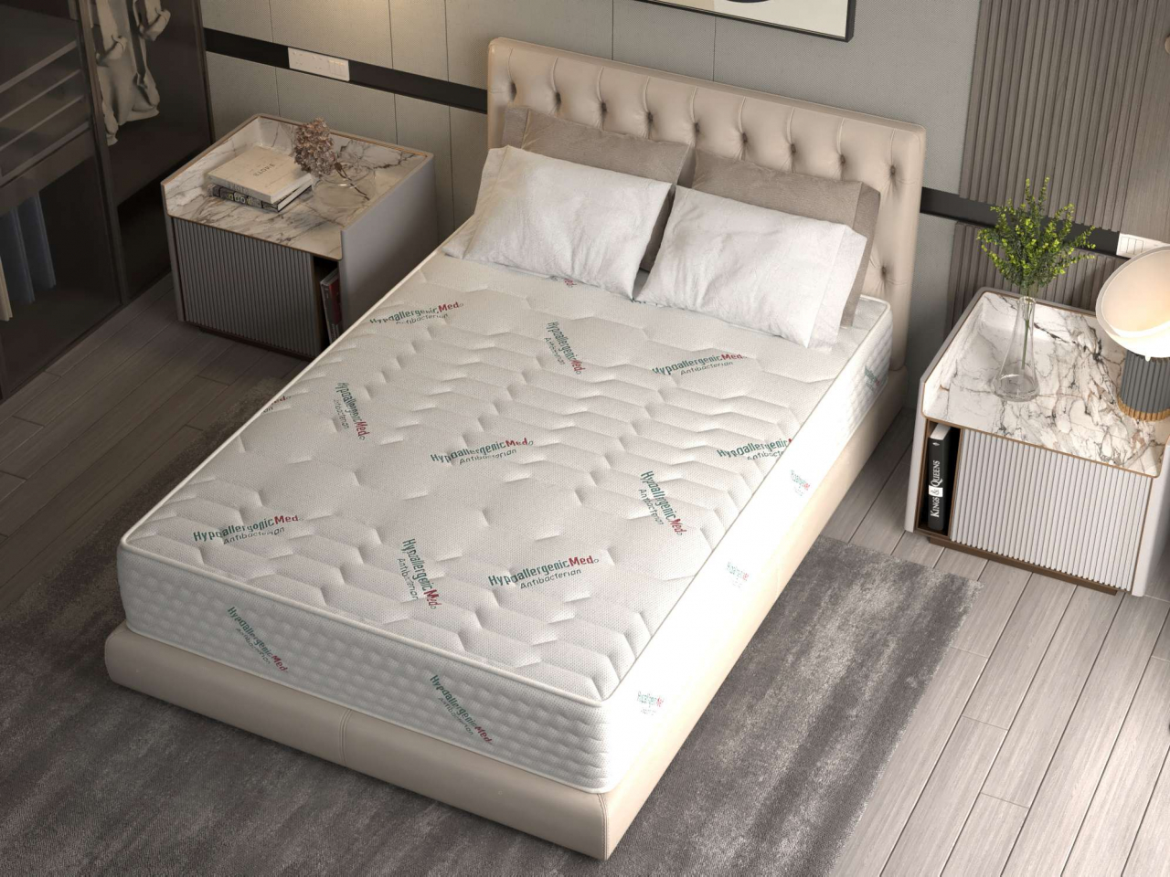 Saltea cu arcuri Pocket HypoallergenicMed® Safe Relax HoReCa 140x200, înălțime 25 cm, ortopedică, husă tratament antialergic, fermitate mediu-tare [4]